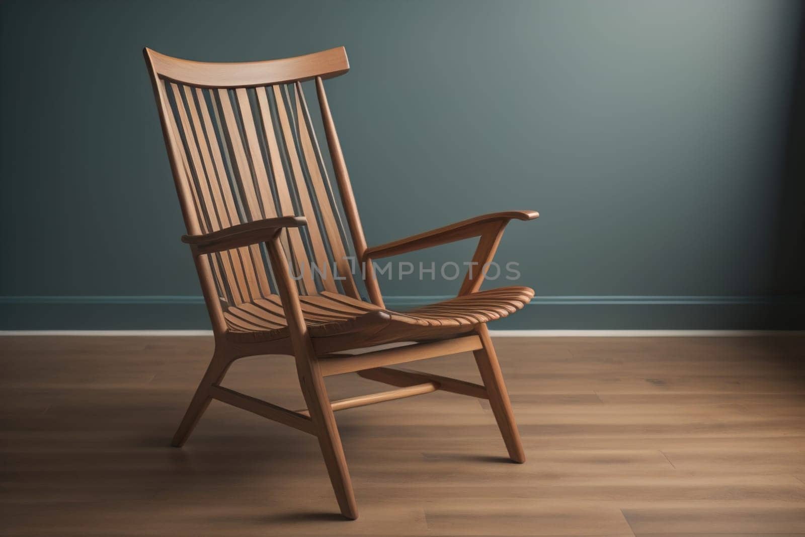 Wooden chair in the room. ai generative