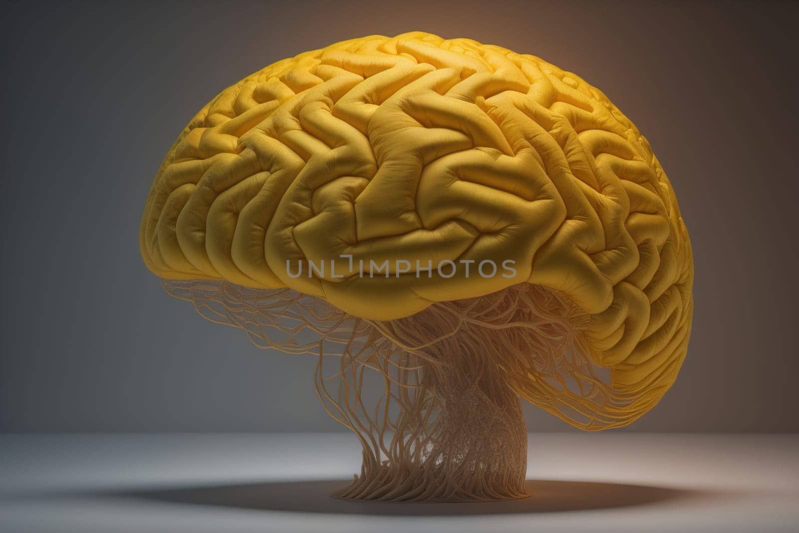 Human brain on a solid color background. ai generative