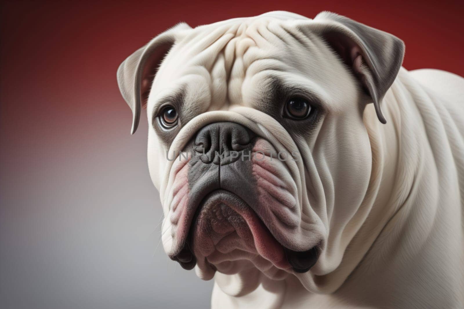 Portrait of a dog breed English Bulldog on a solid color background. ai generative