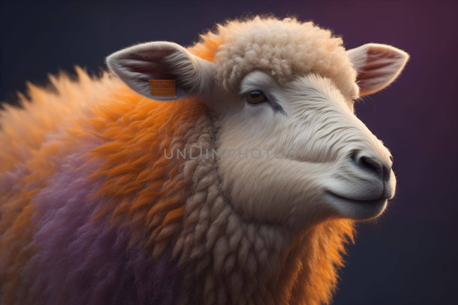 Sheep on a solid color background. Photo in old color image style. ai generative