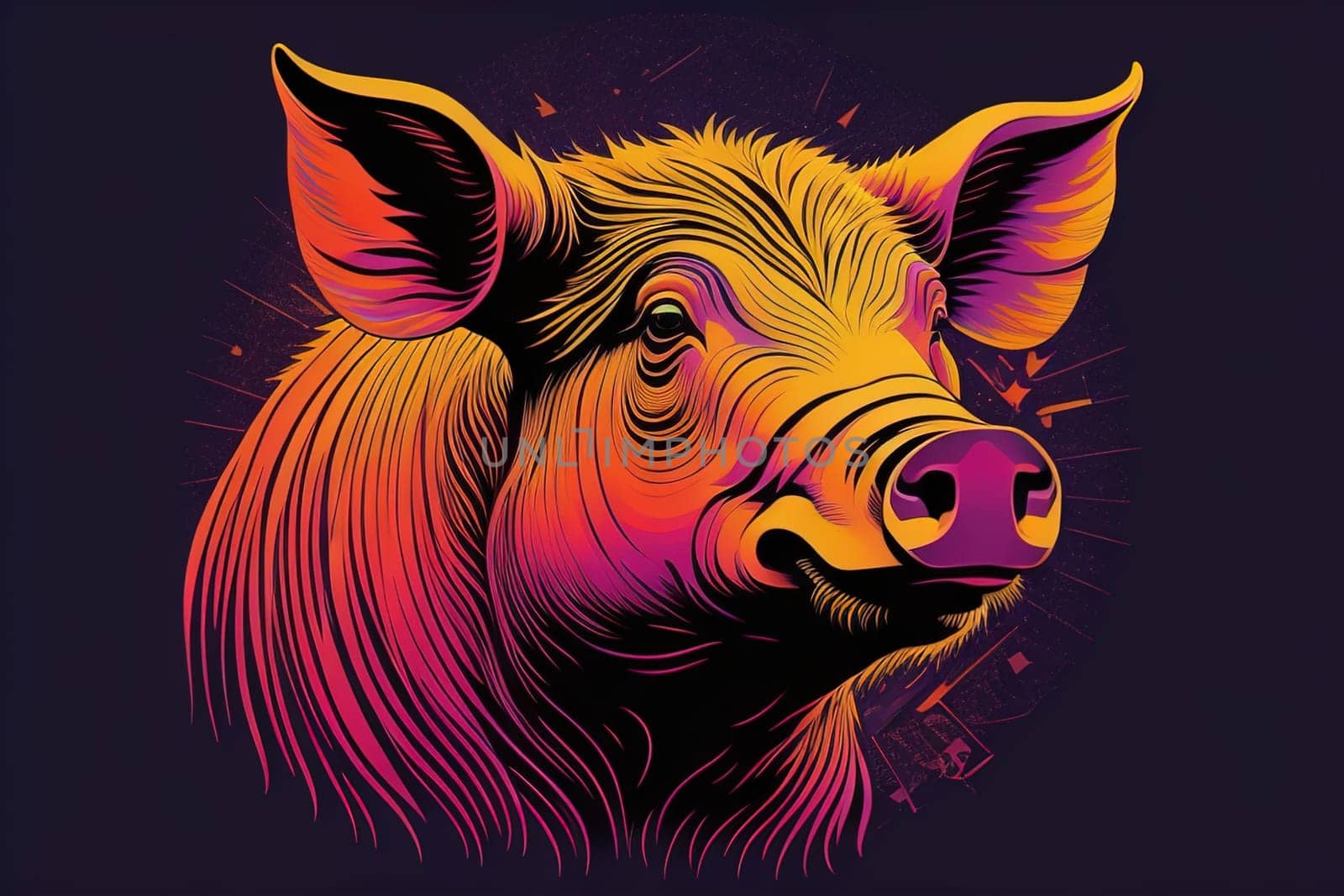 Pig head. Colorful vector illustration. Isolated on a solid color background. generative ai