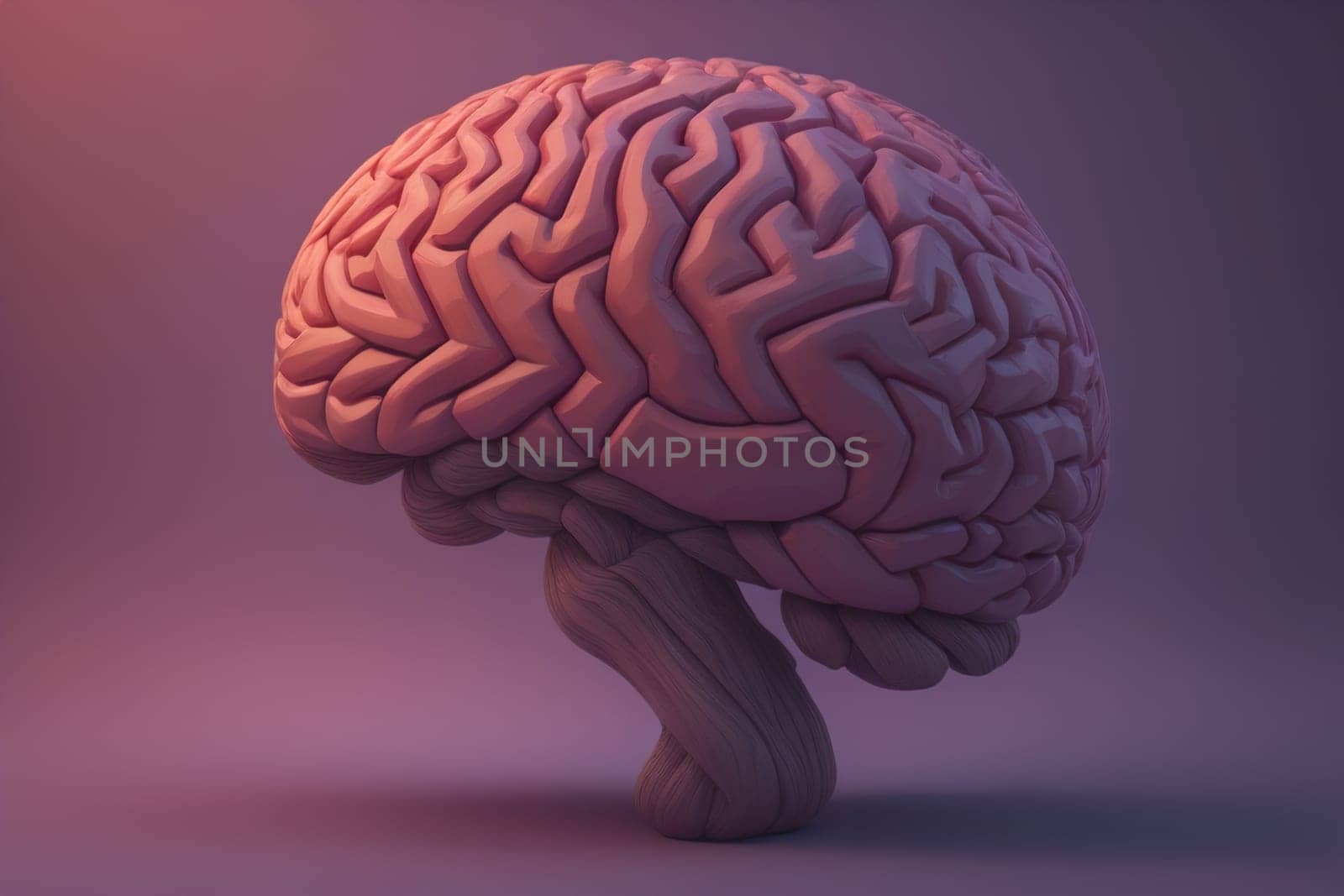 Human brain on a solid color background. ai generative