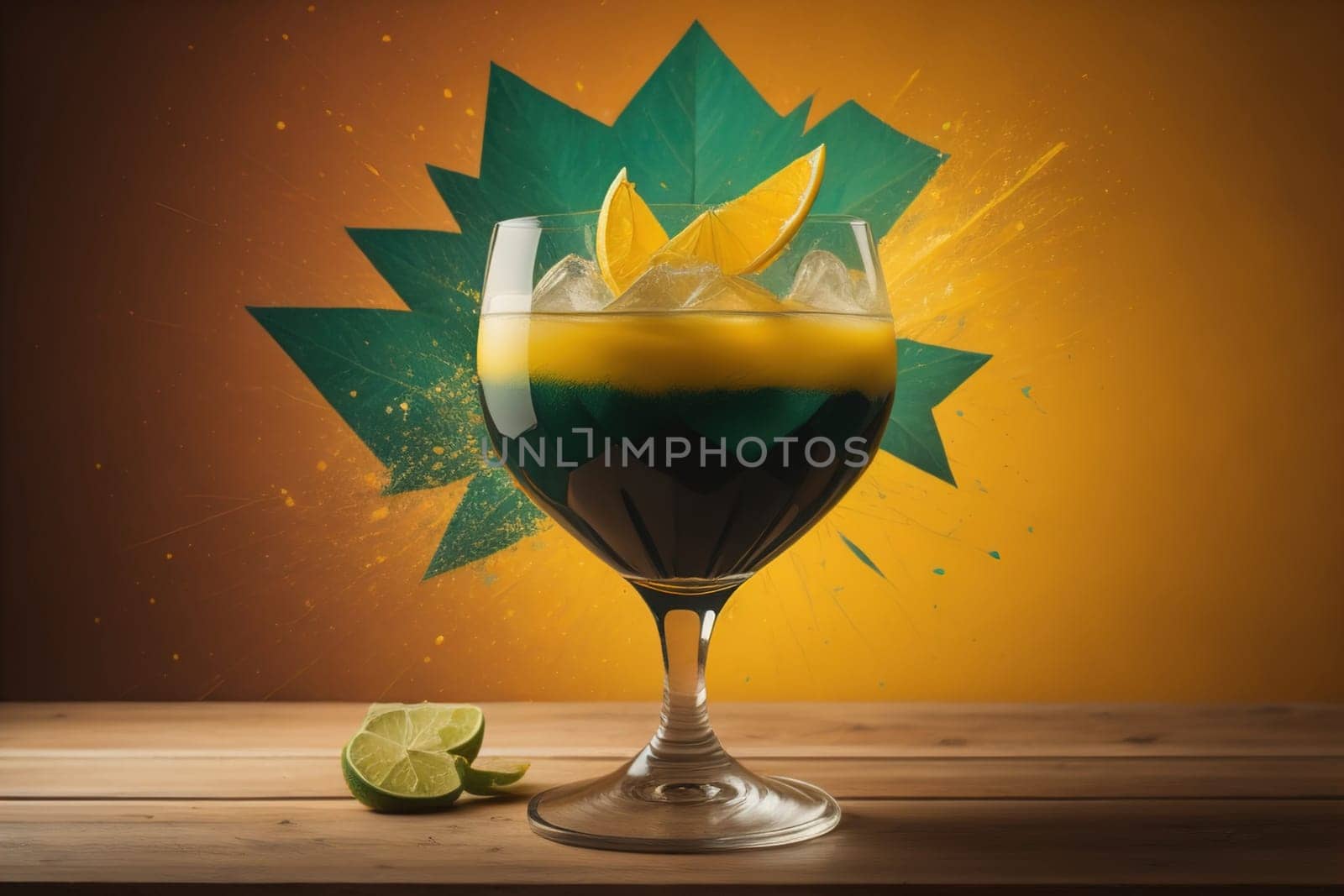 Alcohol cocktail drink on the table in bar. Toned image. ai generative