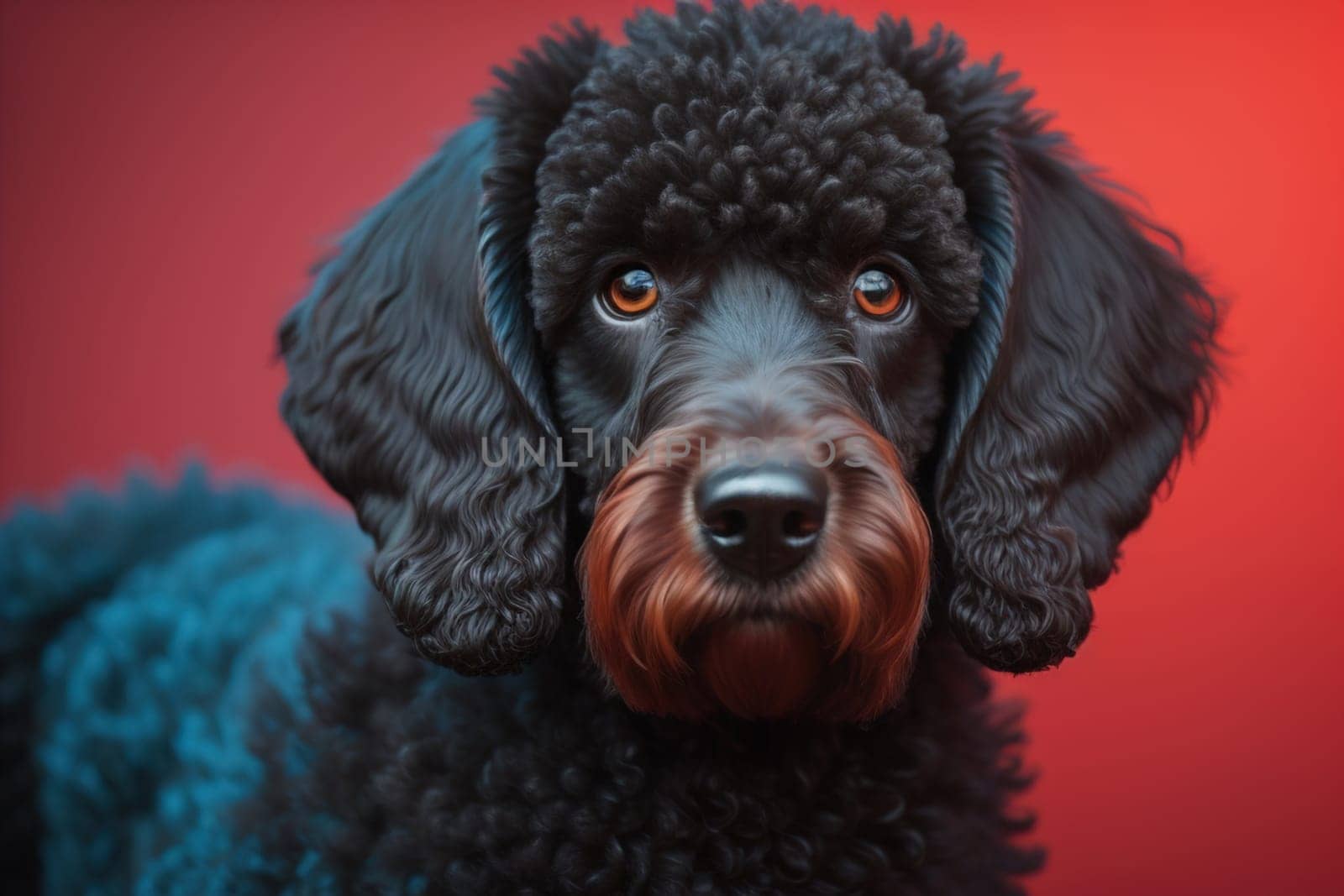 Portrait of a beautiful black dachshund puppy on a solid color background. ai generative