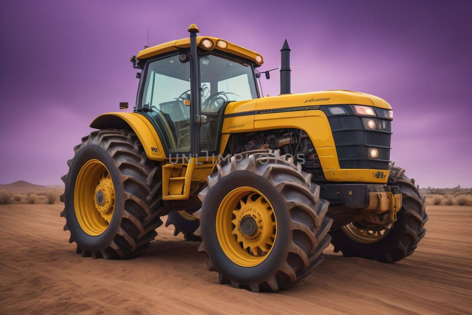 Modern tractor on a colored background. ai generative