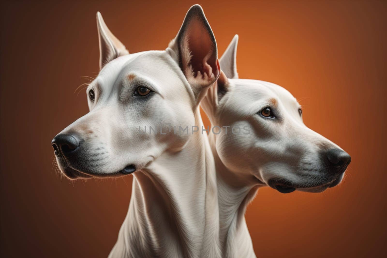 White labrador retriever dog portrait on a solid color background. Studio shot. generative ai