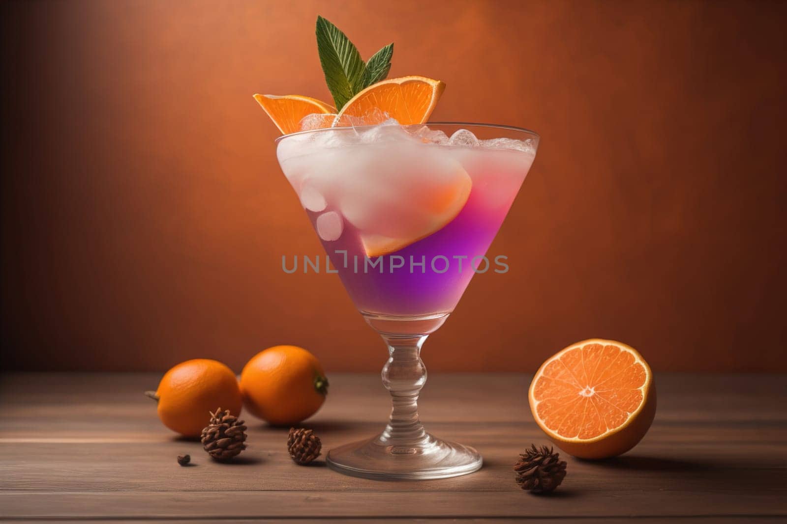 Alcohol cocktail drink on the table in bar. Toned image. ai generative