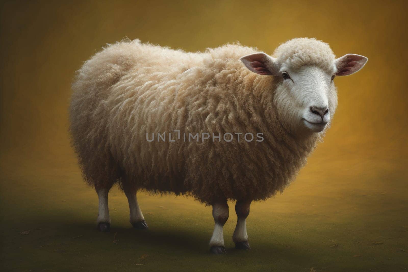 Sheep on a solid color background. Photo in old color image style. ai generative
