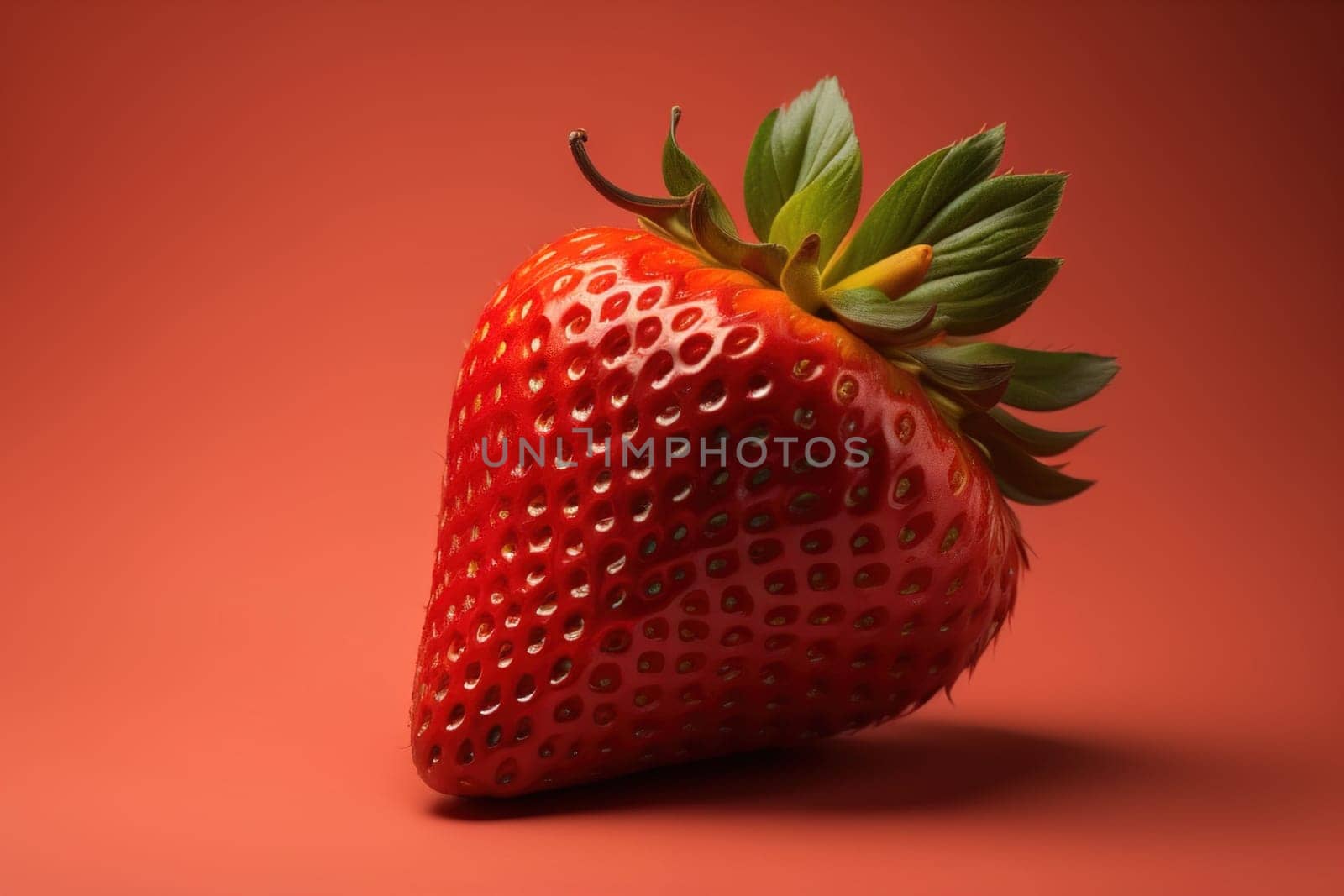 Fresh strawberries on a solid color background. generative ai