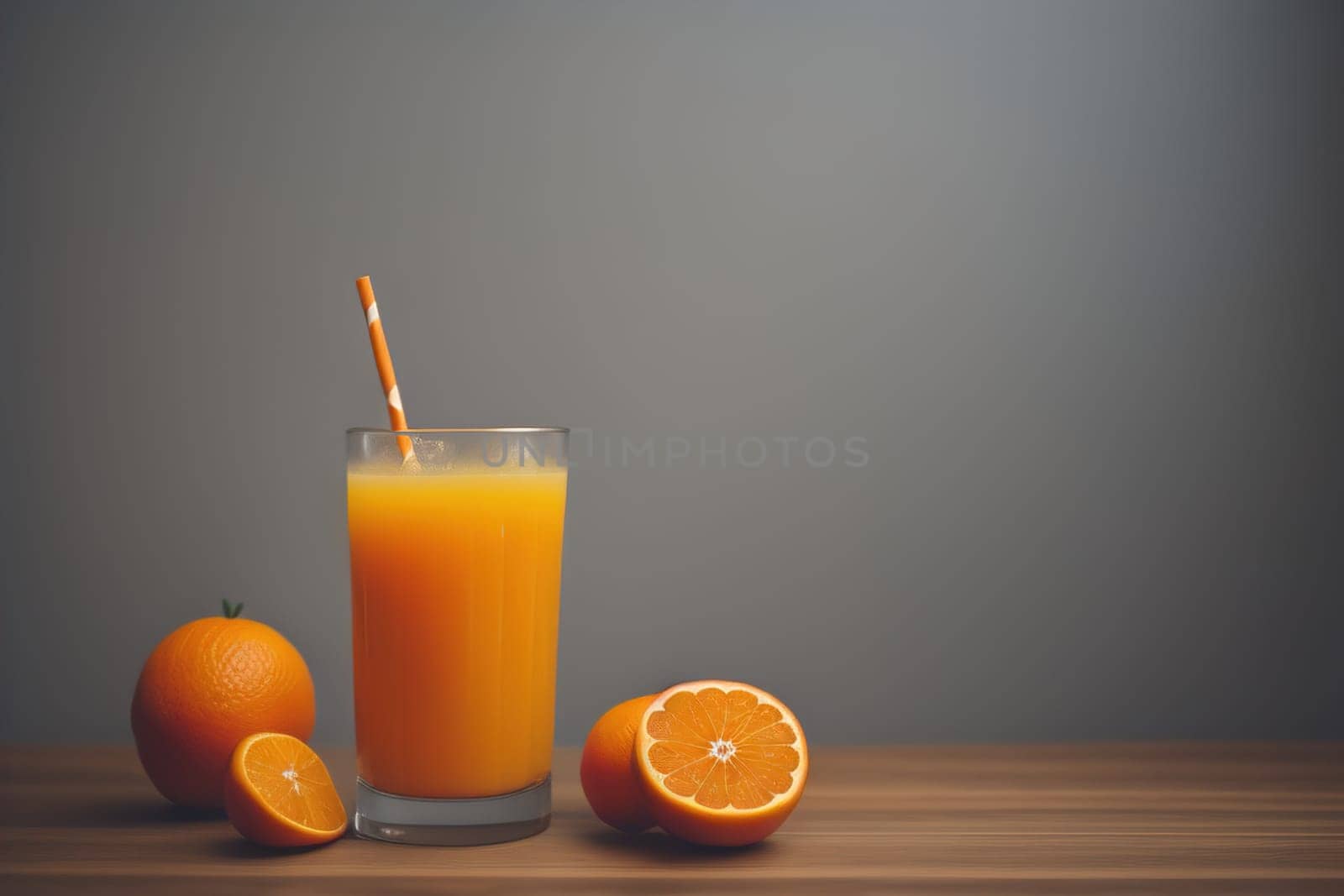 Glass of orange juice and fresh orange fruits. ai generative