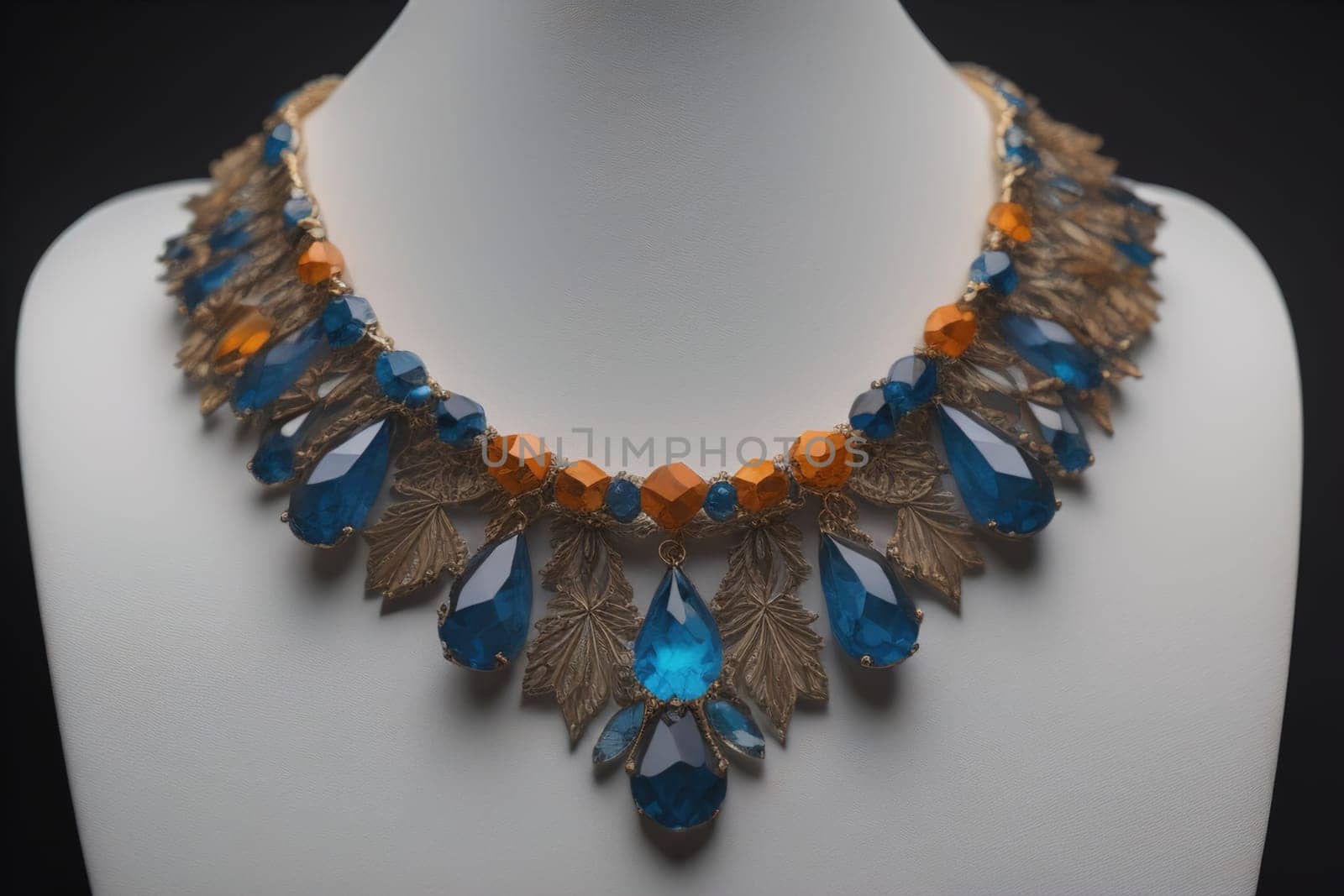 necklace on a mannequin in a jewelry store close up. ai generative