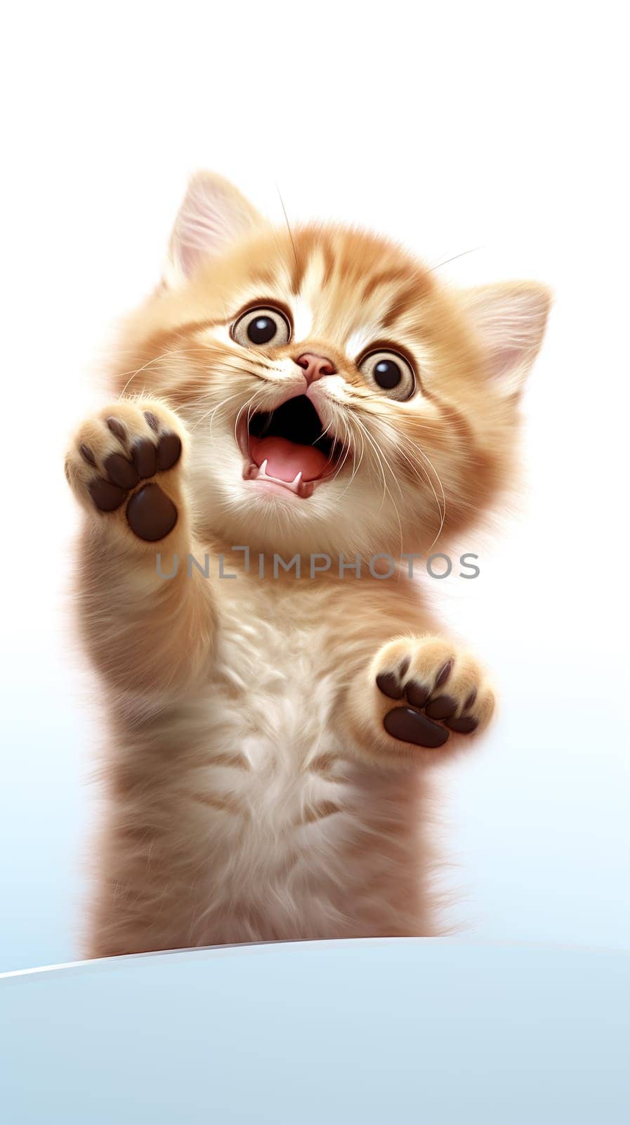 Cute kitten with open mouth, meowing for attention by chrisroll