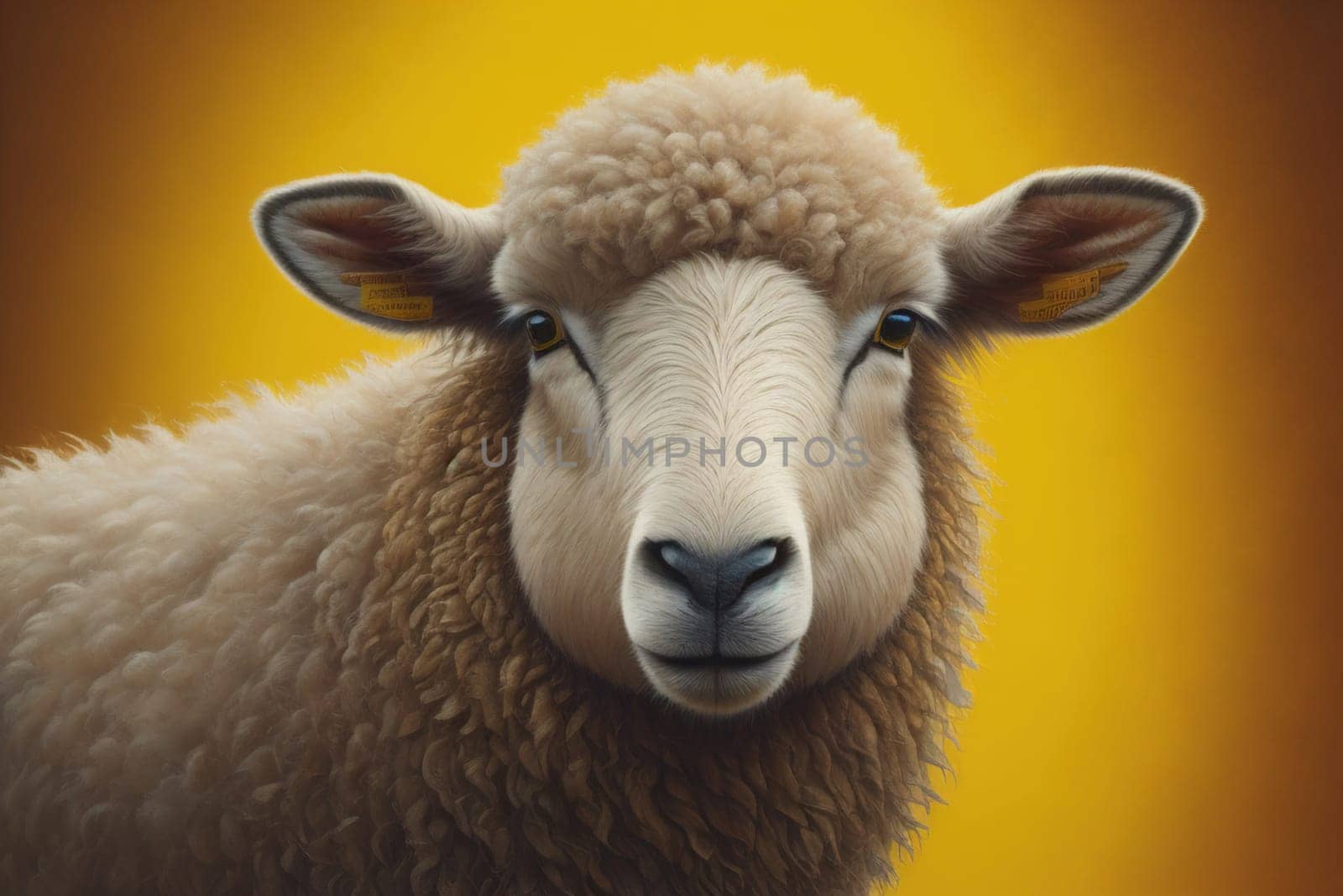 Sheep on a solid color background. Photo in old color image style. ai generative