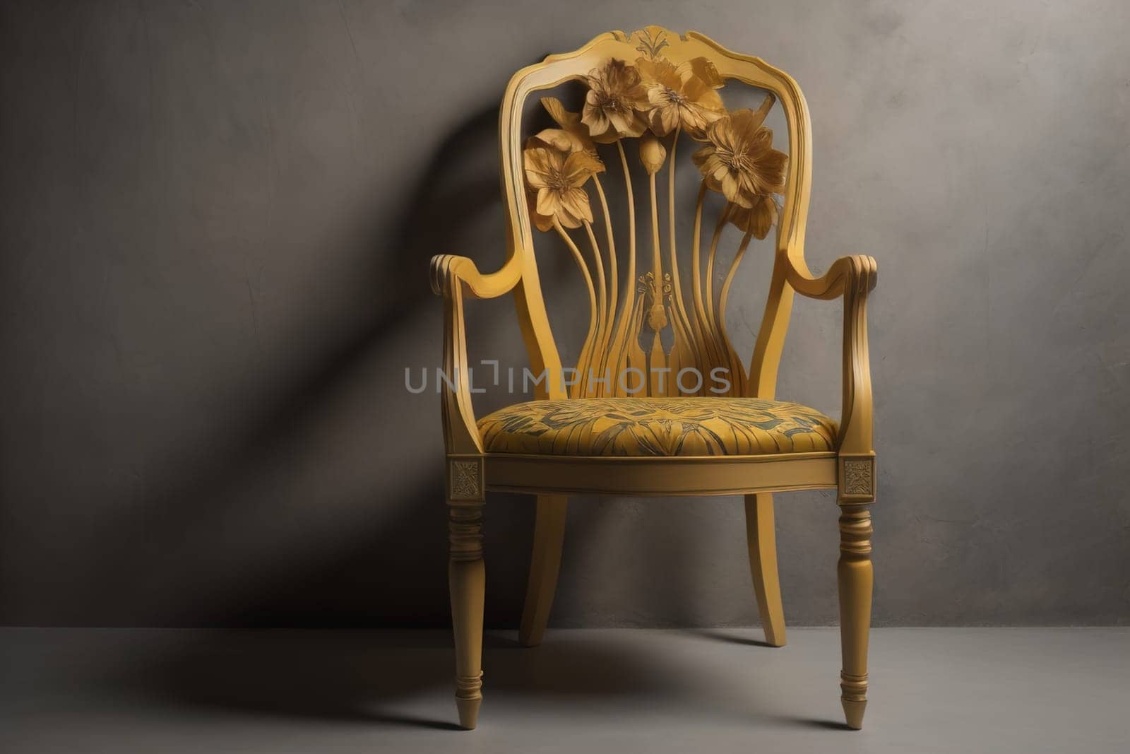 Wooden chair in the room. ai generative