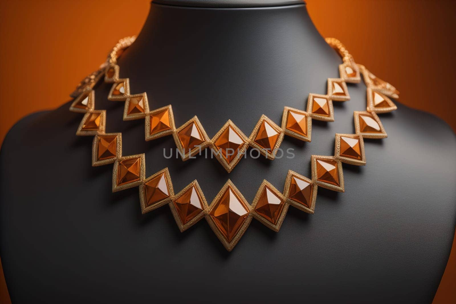 necklace on a mannequin in the studio on a solid color background. ai generative