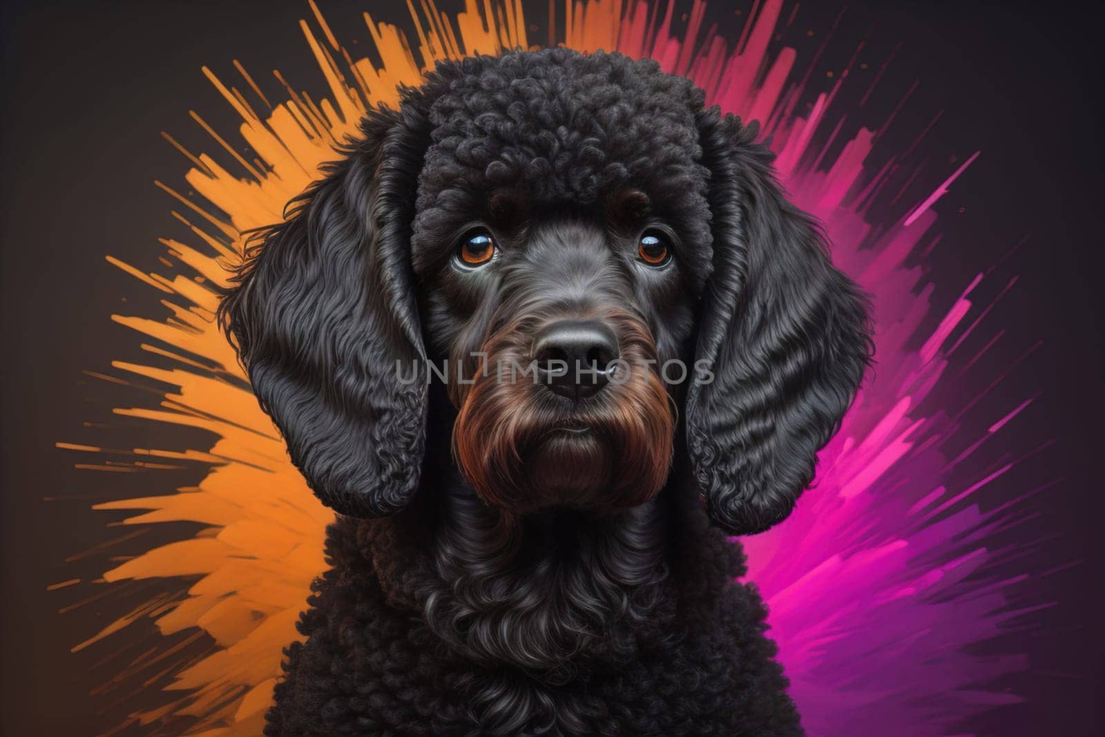 Portrait of a beautiful black dachshund puppy on a solid color background. ai generative