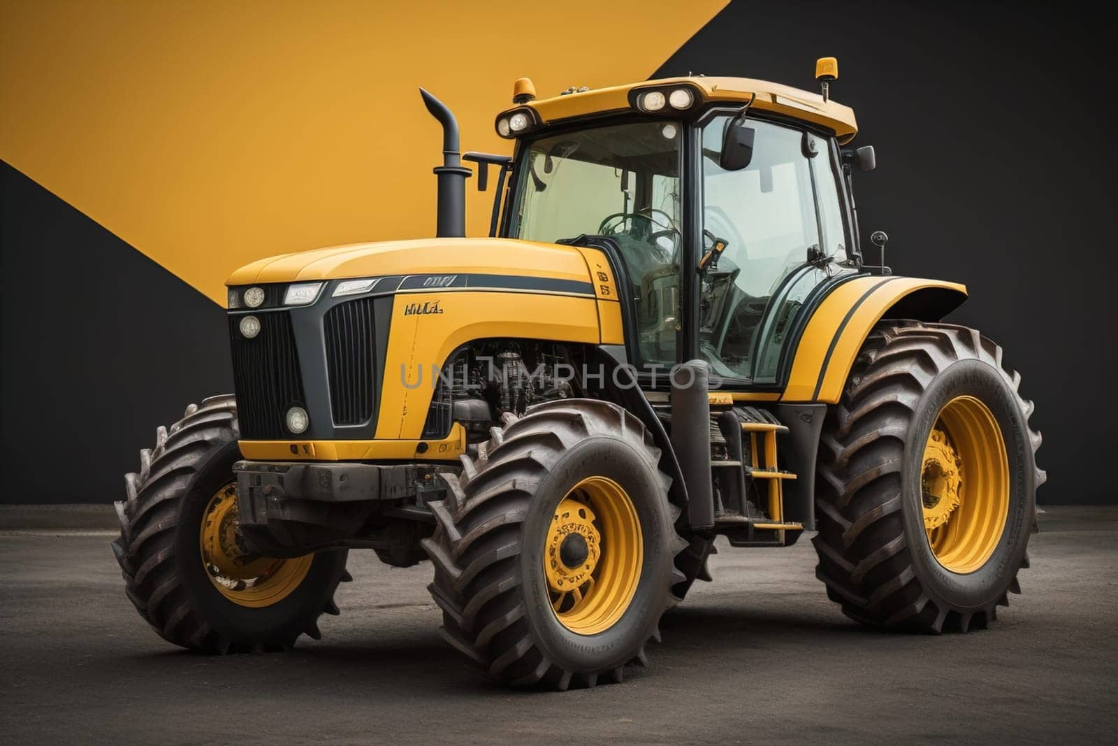 Modern tractor on a colored background. ai generative