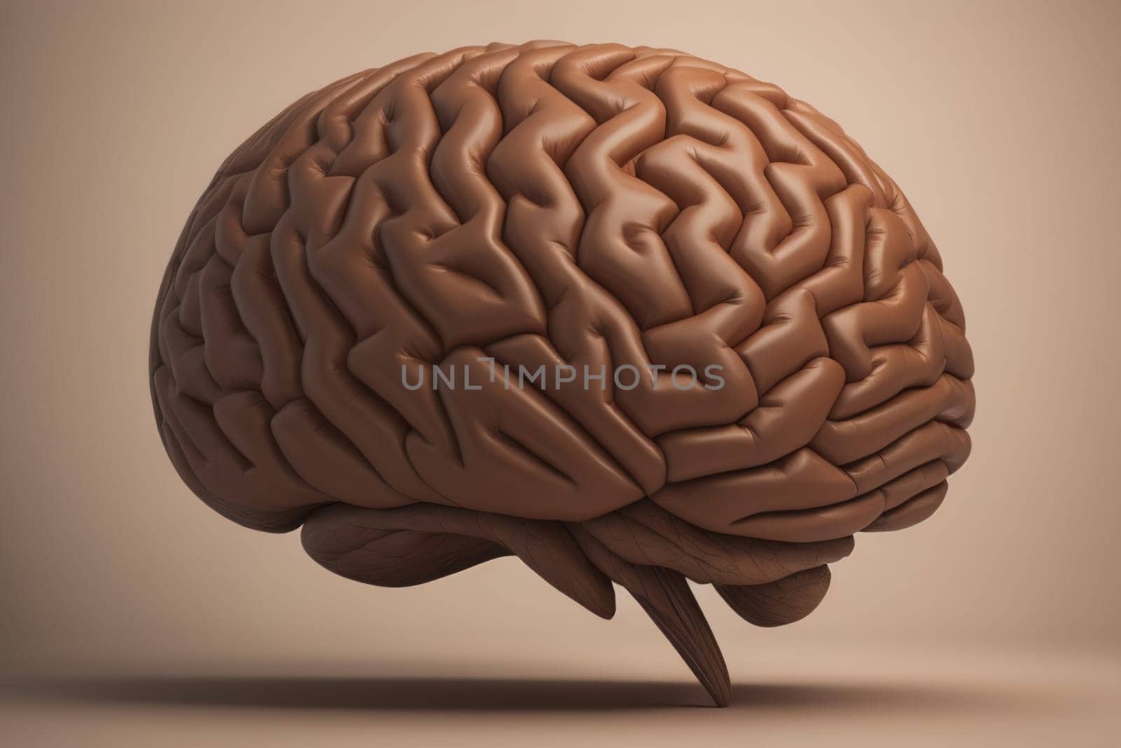 Human brain on a solid color background. ai generative