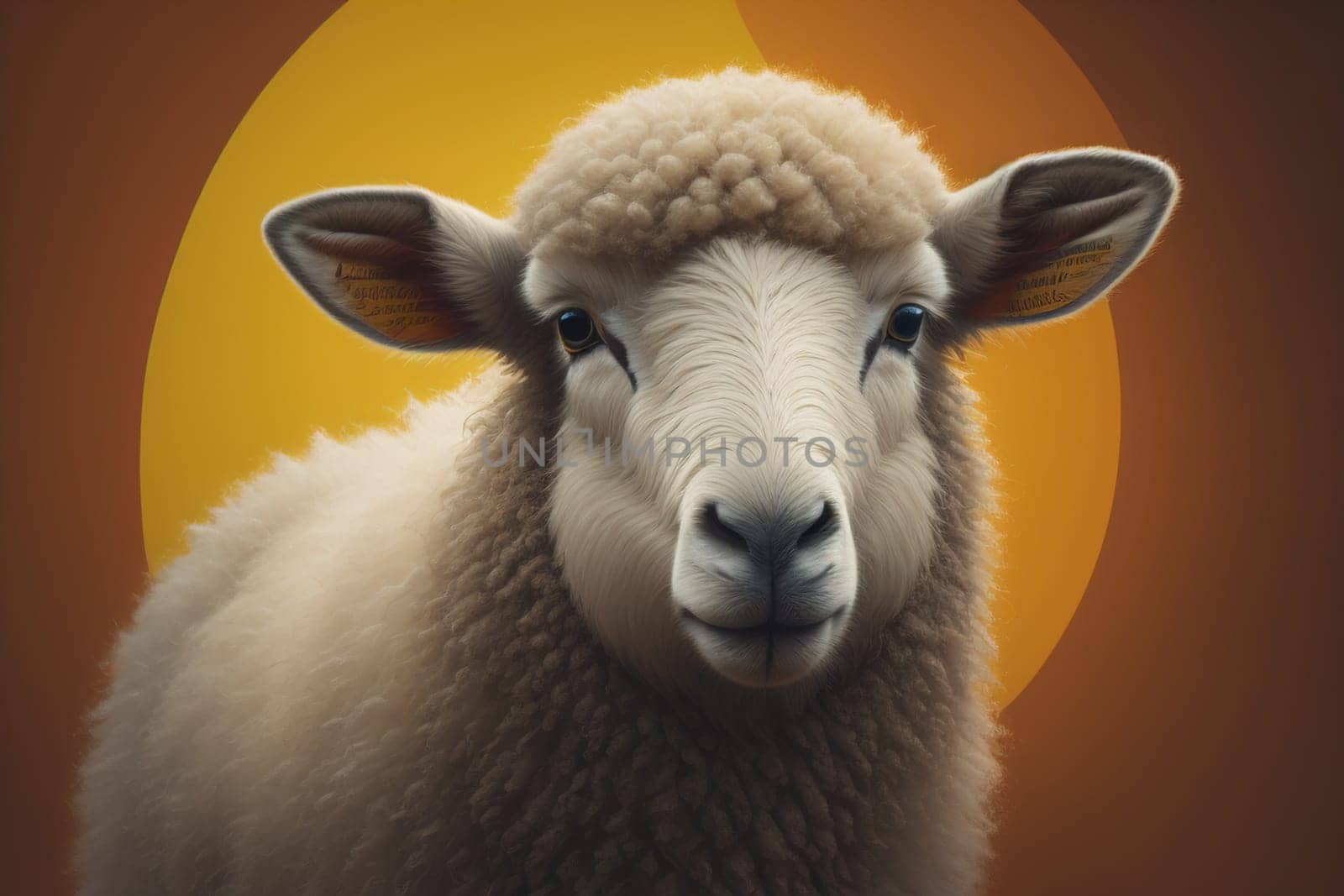 Sheep on a solid color background. Photo in old color image style. ai generative