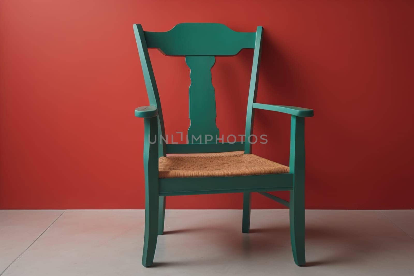 Wooden chair in the room. ai generative