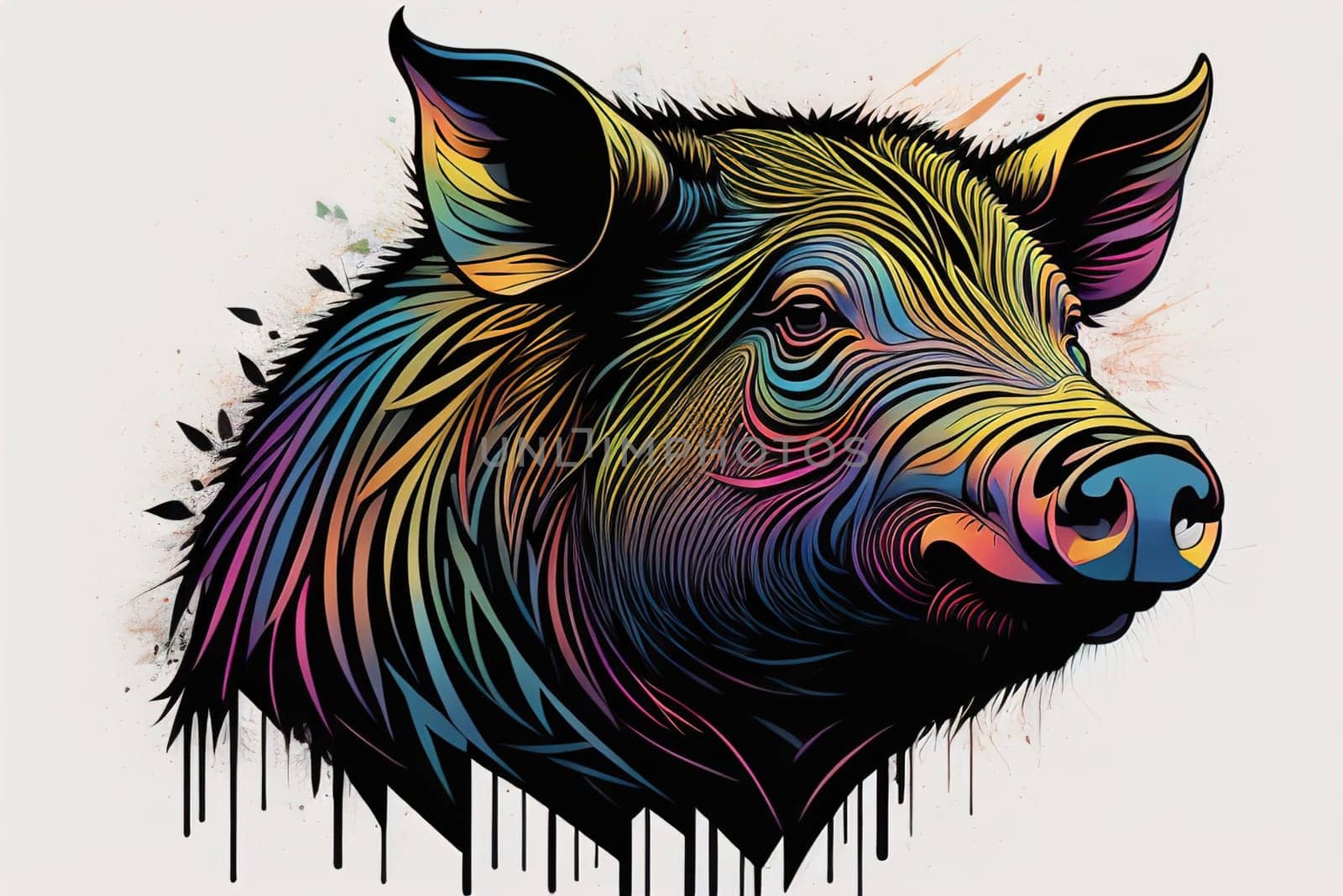 Pig head. Colorful vector illustration. Isolated on a solid color background. generative ai