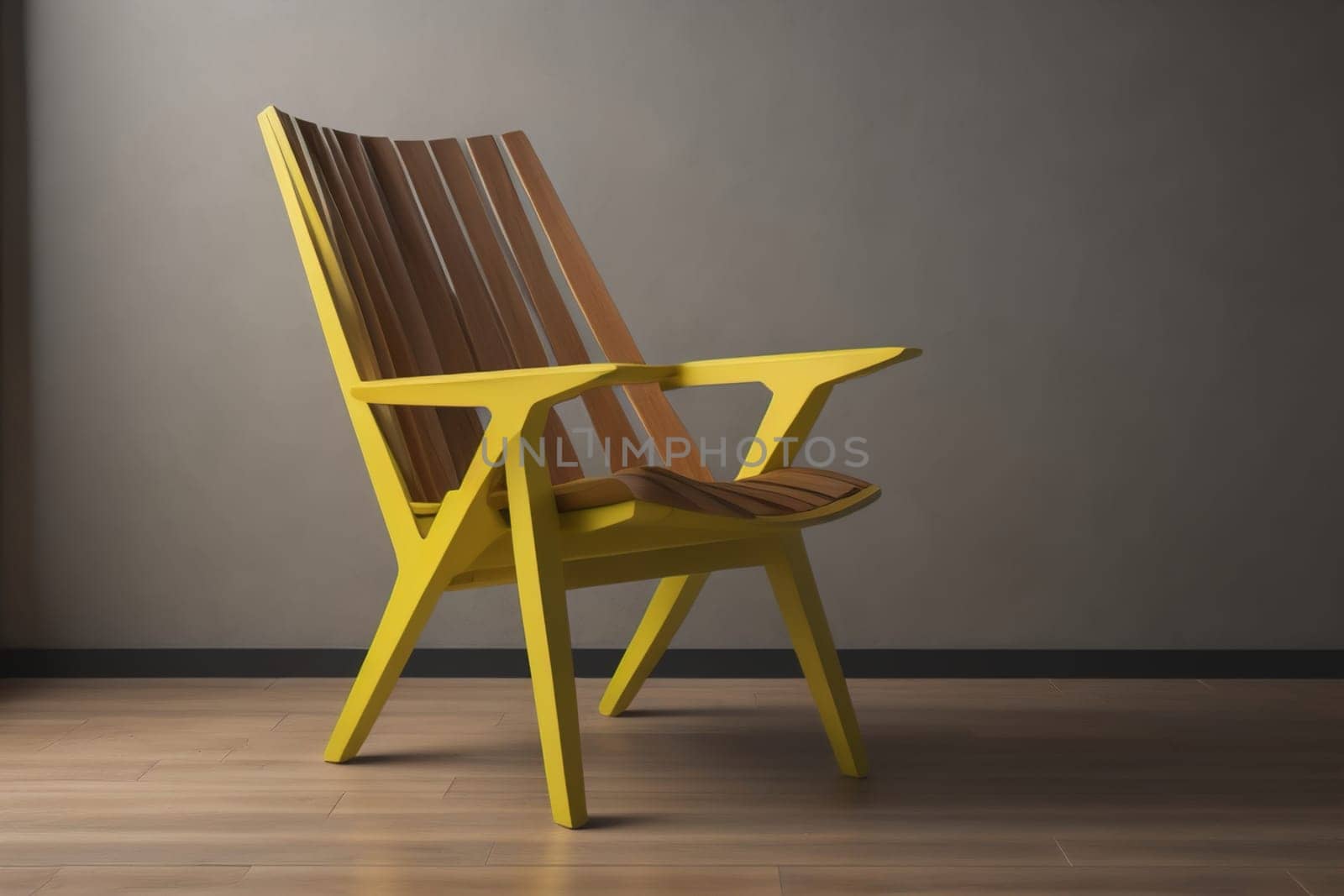 Wooden chair in the room. ai generative