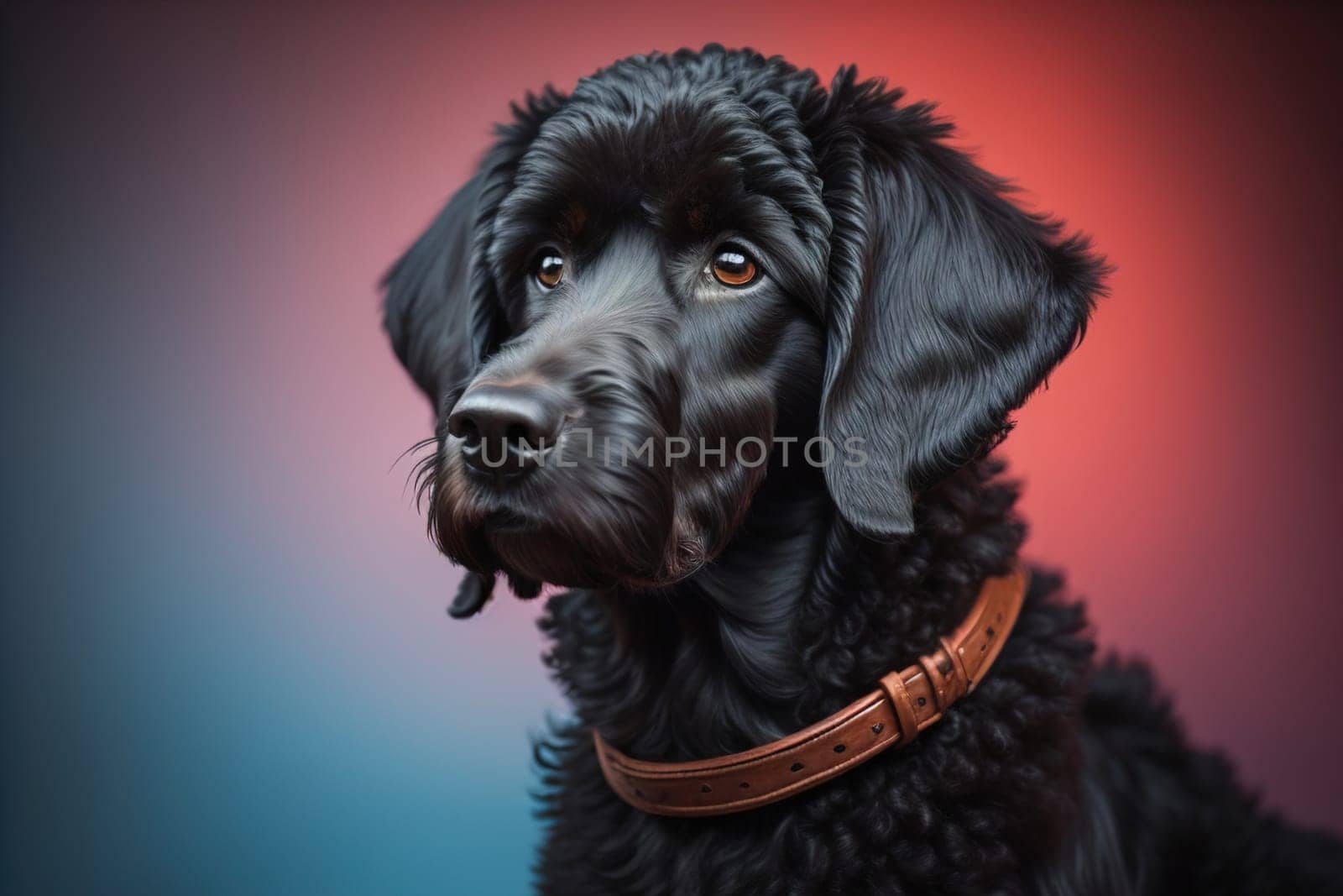 Portrait of a beautiful black dachshund puppy on a solid color background. ai generative