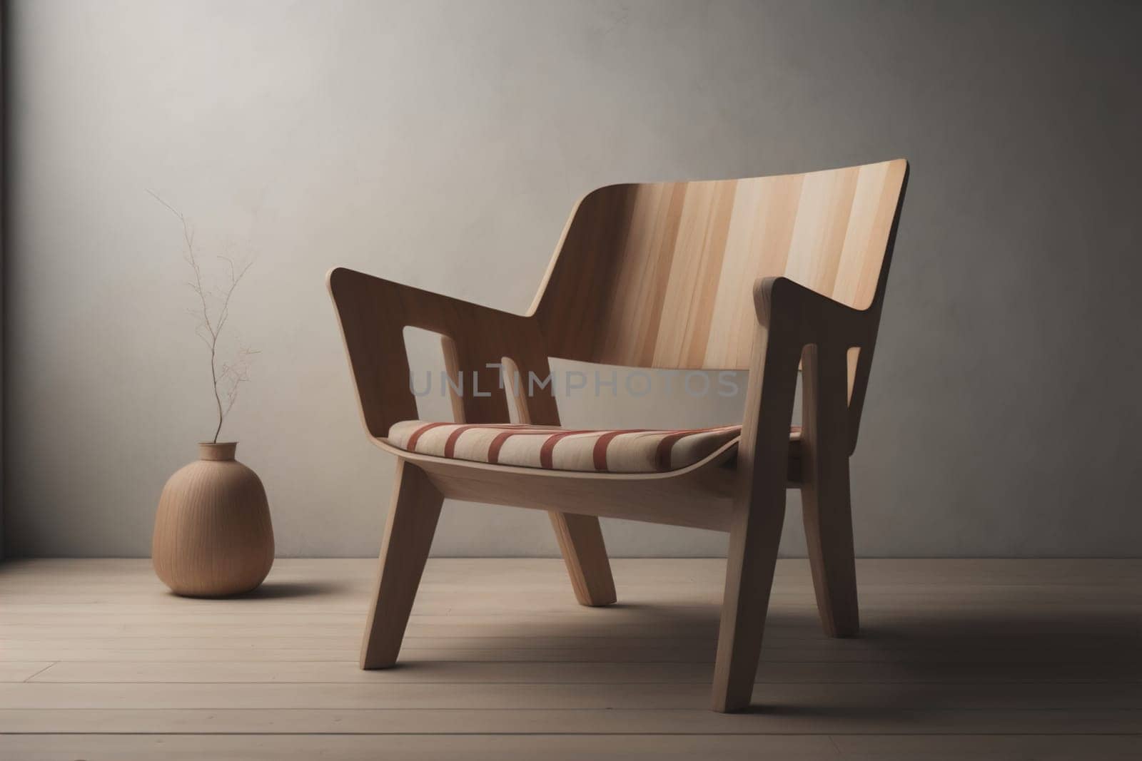 Wooden chair in the room. ai generative
