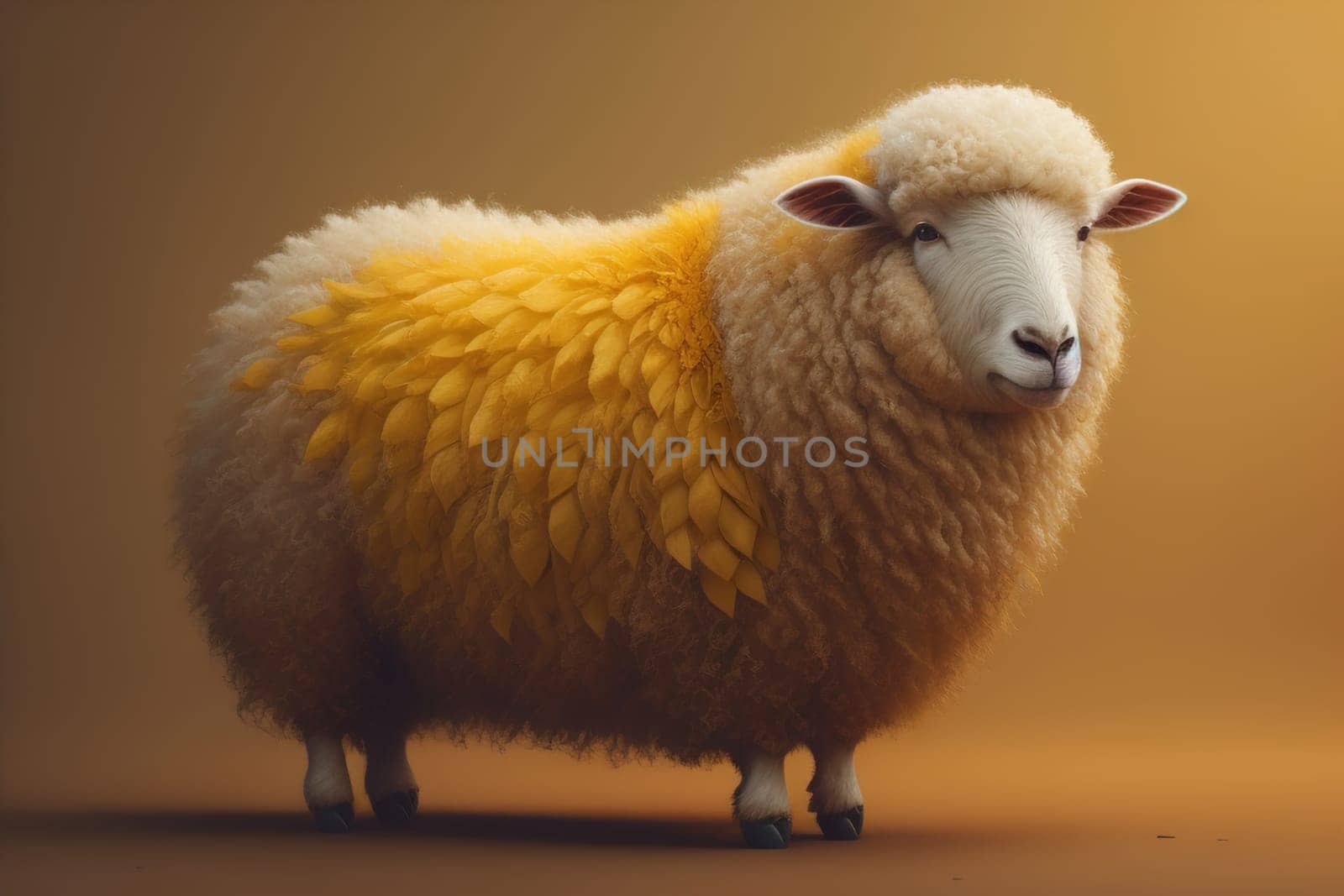 Sheep on a solid color background. Photo in old color image style. ai generative