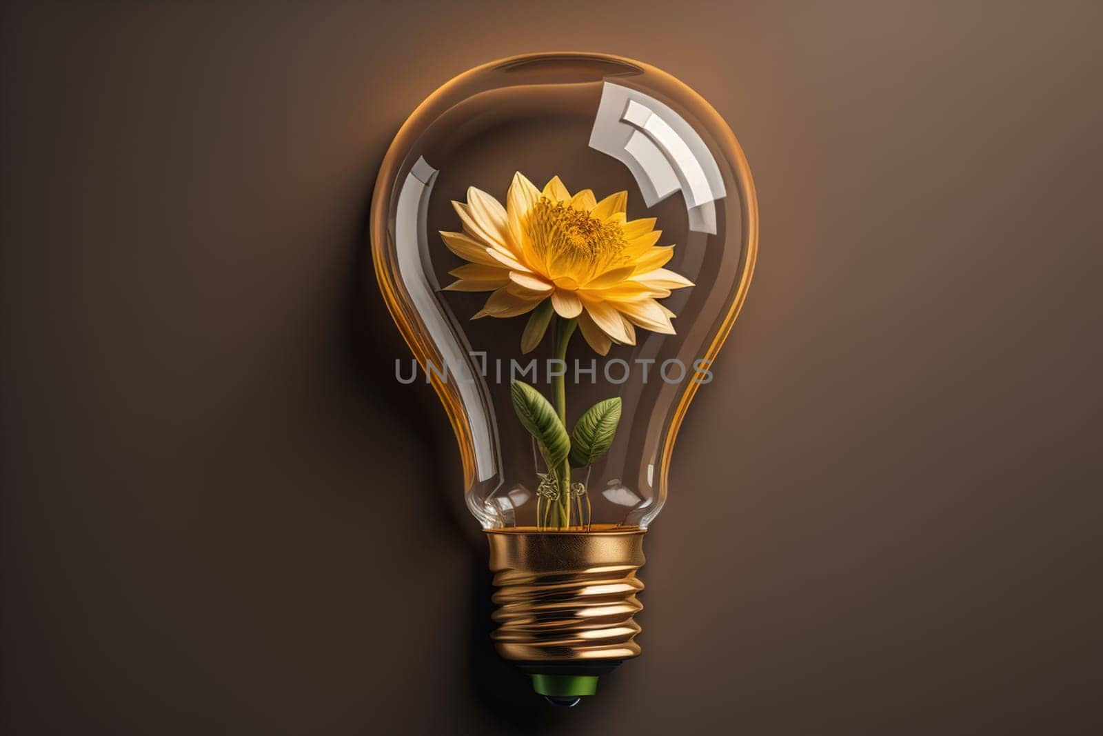 Incandescent light bulb on solid color background. ai generative by sanisra