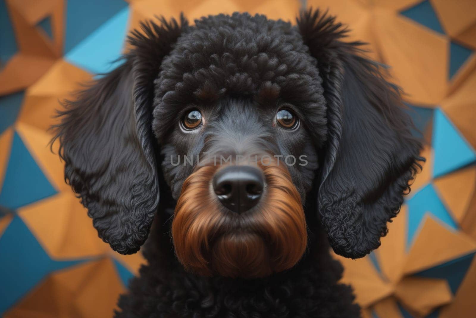 Portrait of a beautiful black dachshund puppy on a solid color background. ai generative