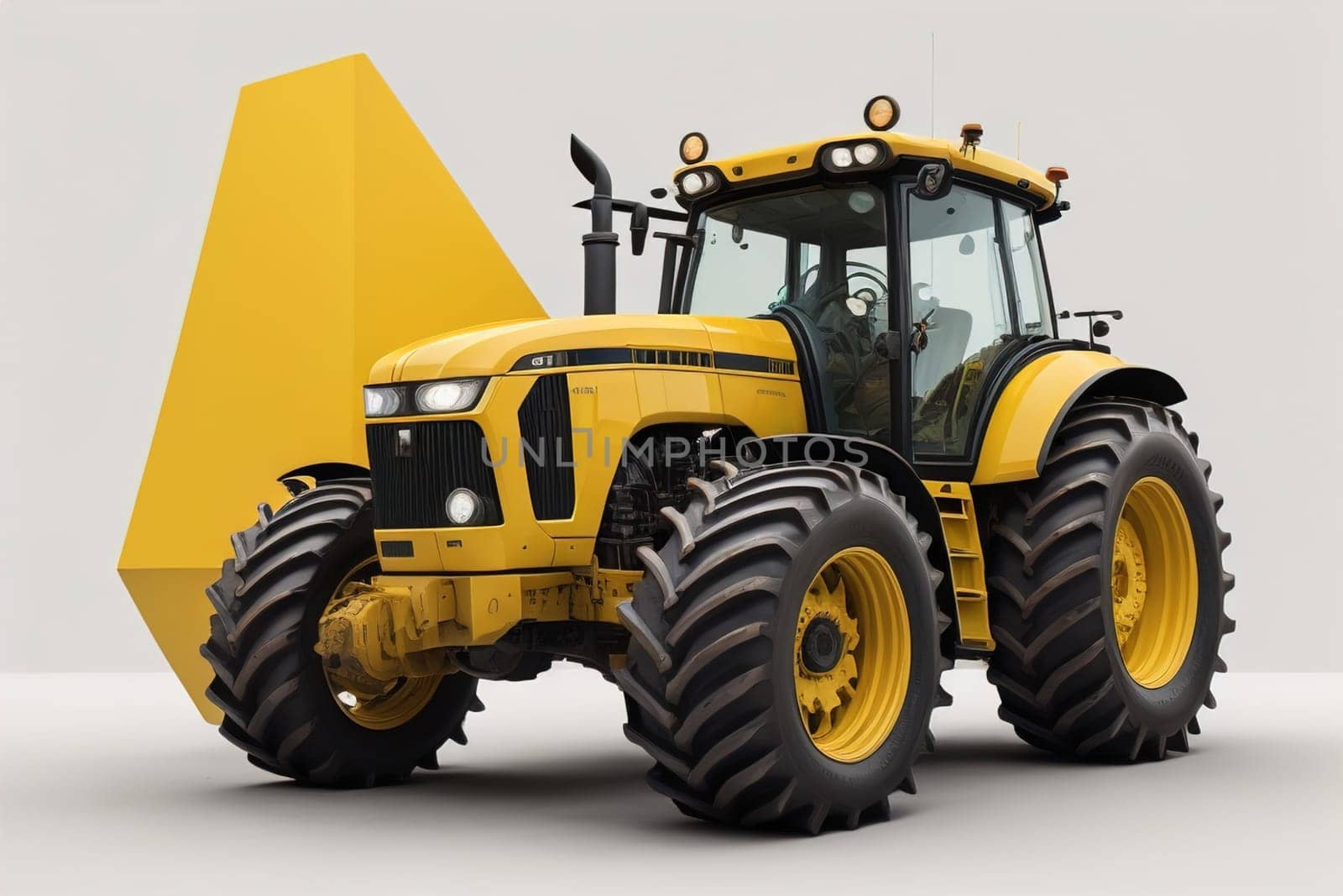 Modern tractor on a colored background. ai generative