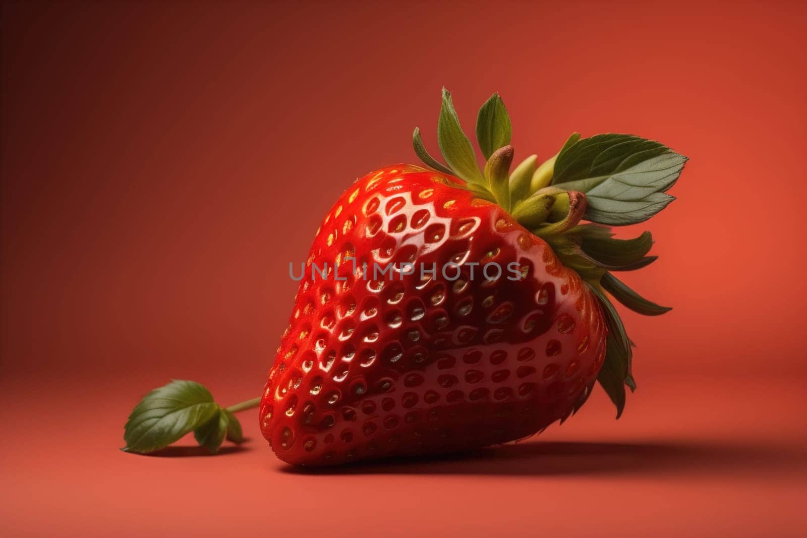 Fresh strawberries on a solid color background. generative ai