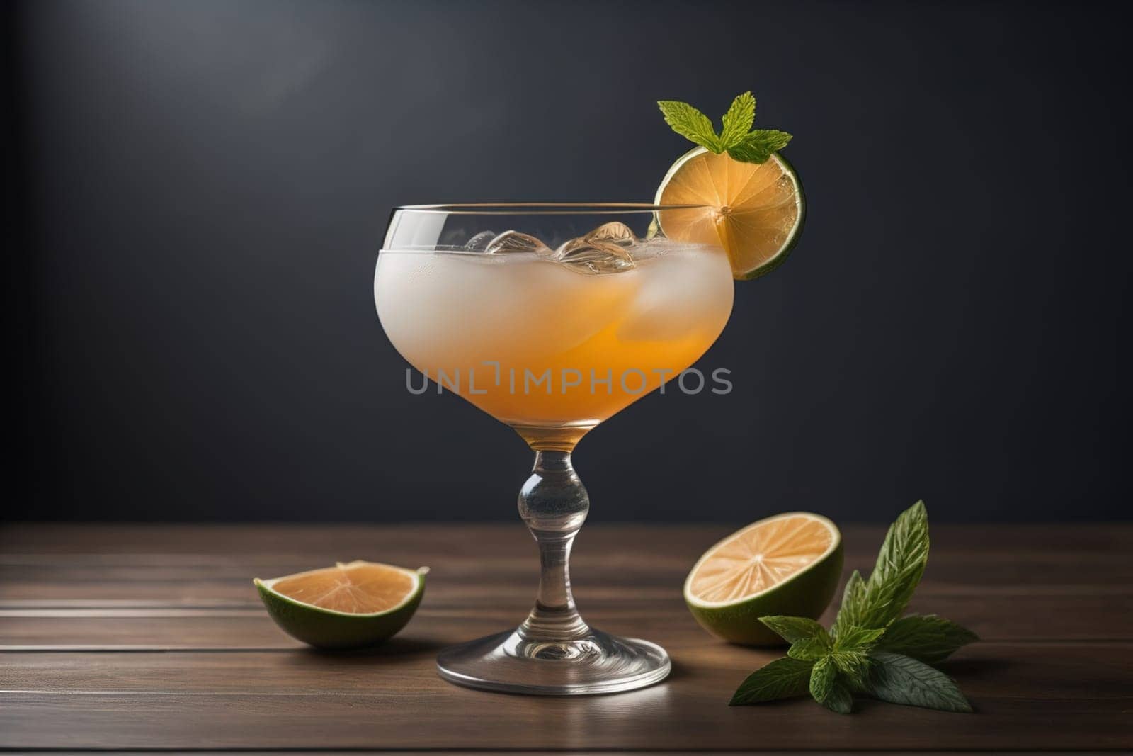 Alcohol cocktail drink on the table in bar. Toned image. ai generative