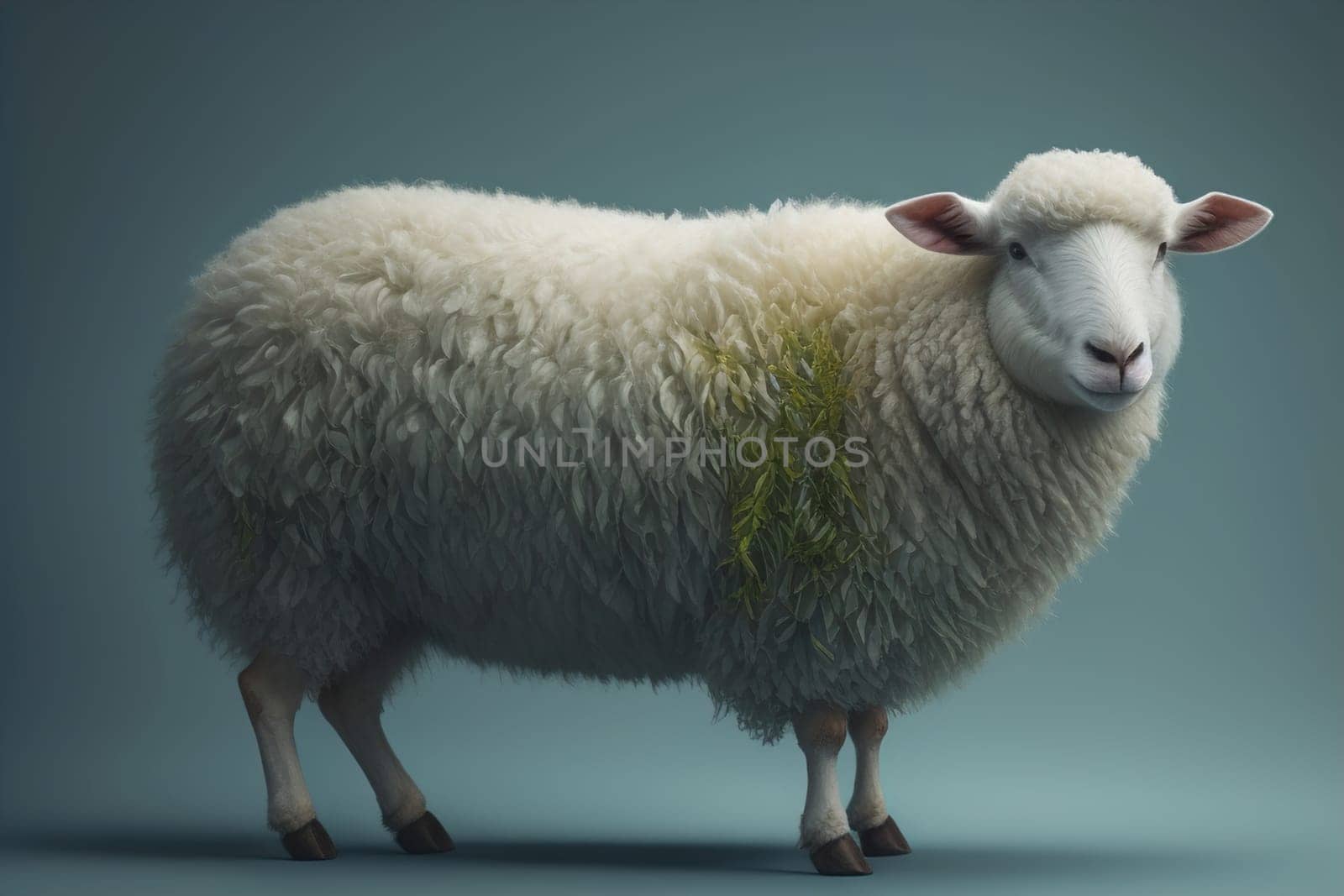 Sheep on a solid color background. Photo in old color image style. ai generative