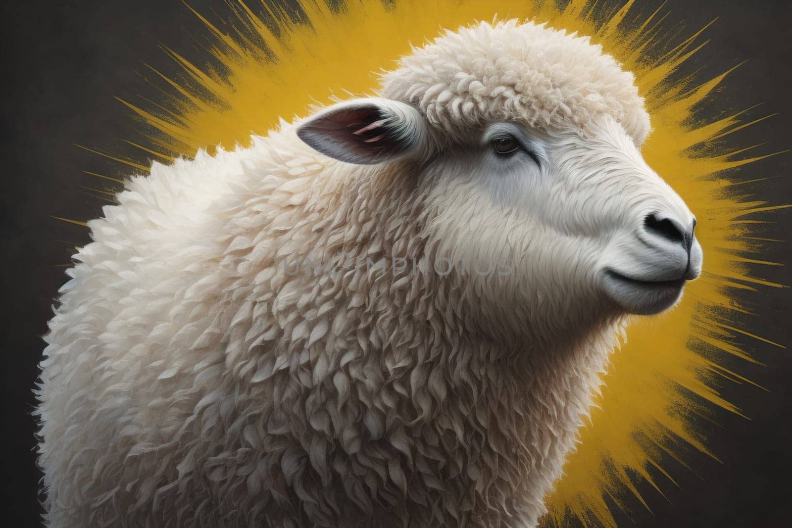 Sheep on a solid color background. Photo in old color image style. ai generative by sanisra