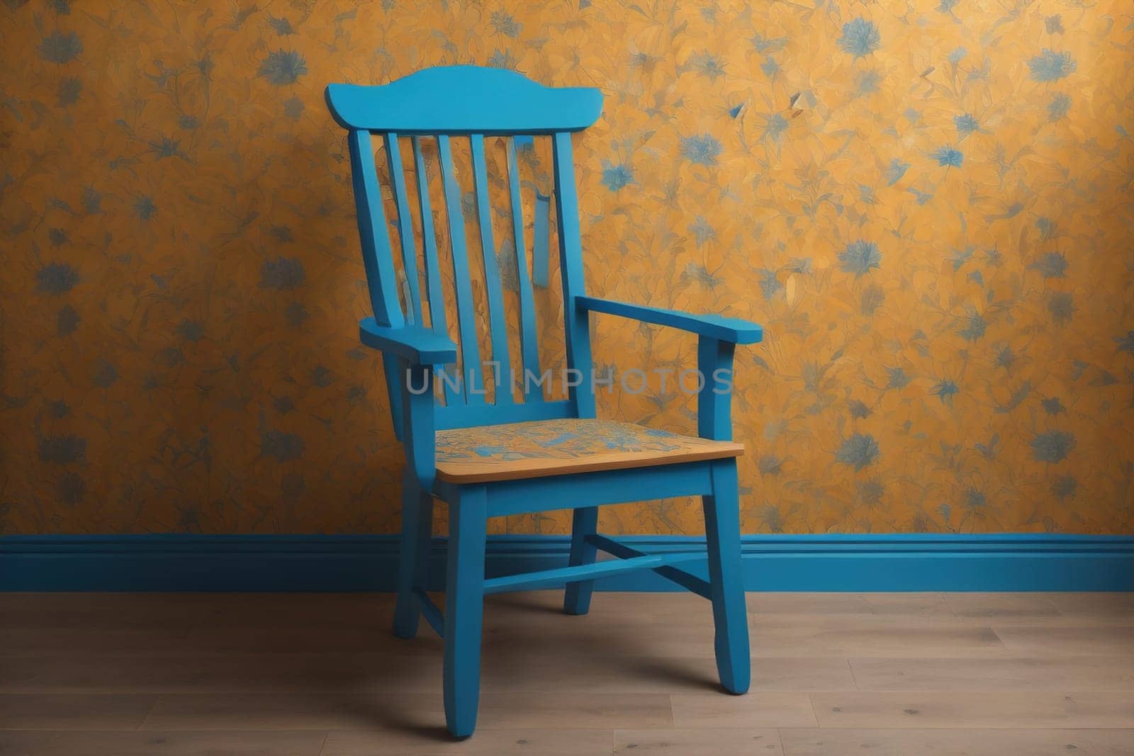 Wooden chair in the room. ai generative