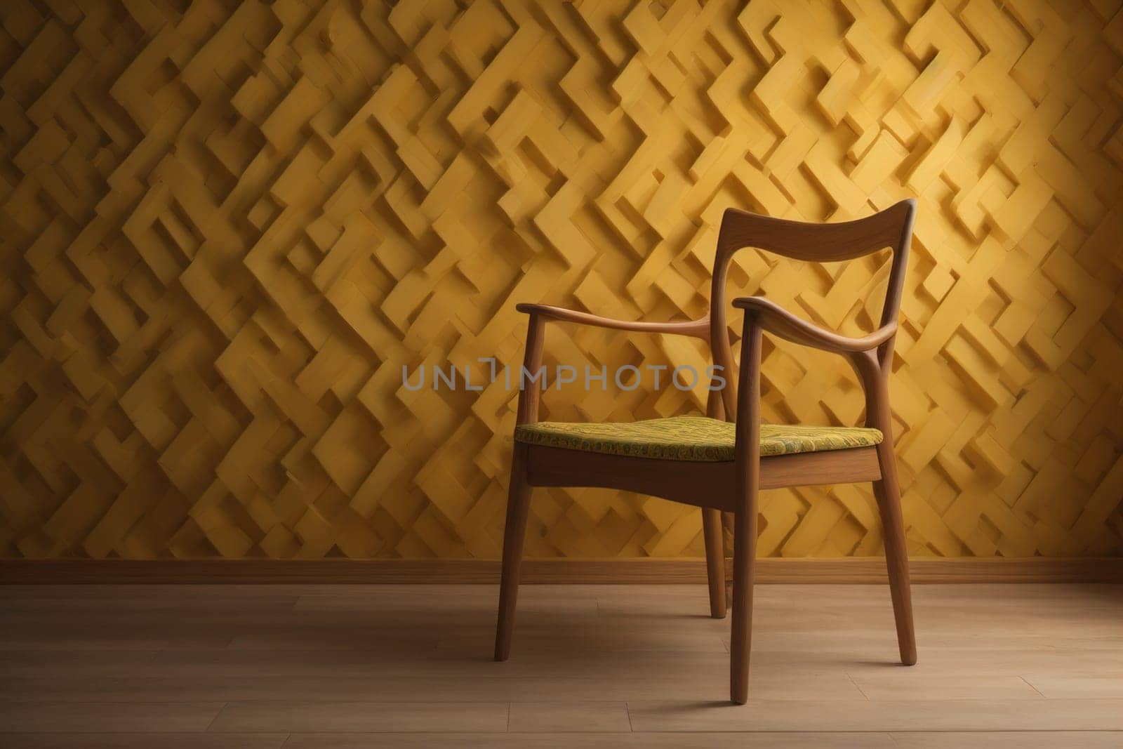 Wooden chair in the room. ai generative