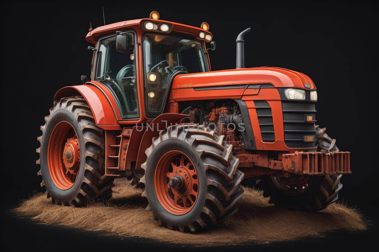 Modern tractor on a colored background. ai generative