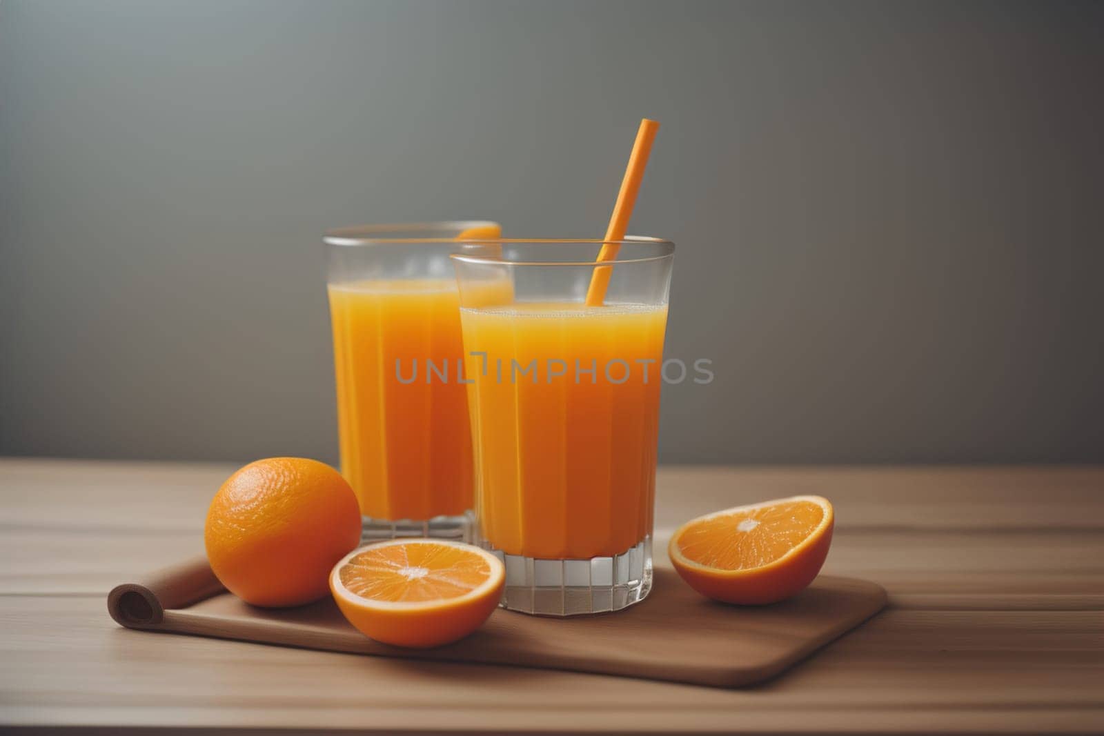 Glass of orange juice and fresh orange fruits. ai generative by sanisra