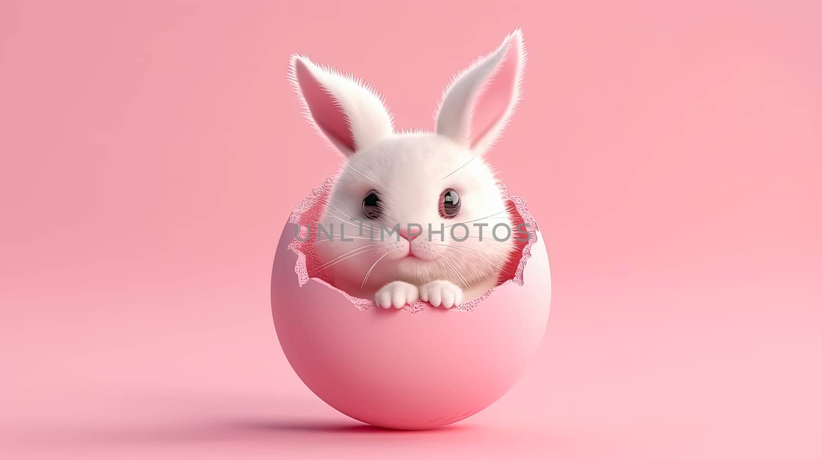 A colorful holiday, the Easter Bunny sits in a broken egg, a joyful illustration that captures the essence of the festive spirit of Easter and the vibrant energy of spring.