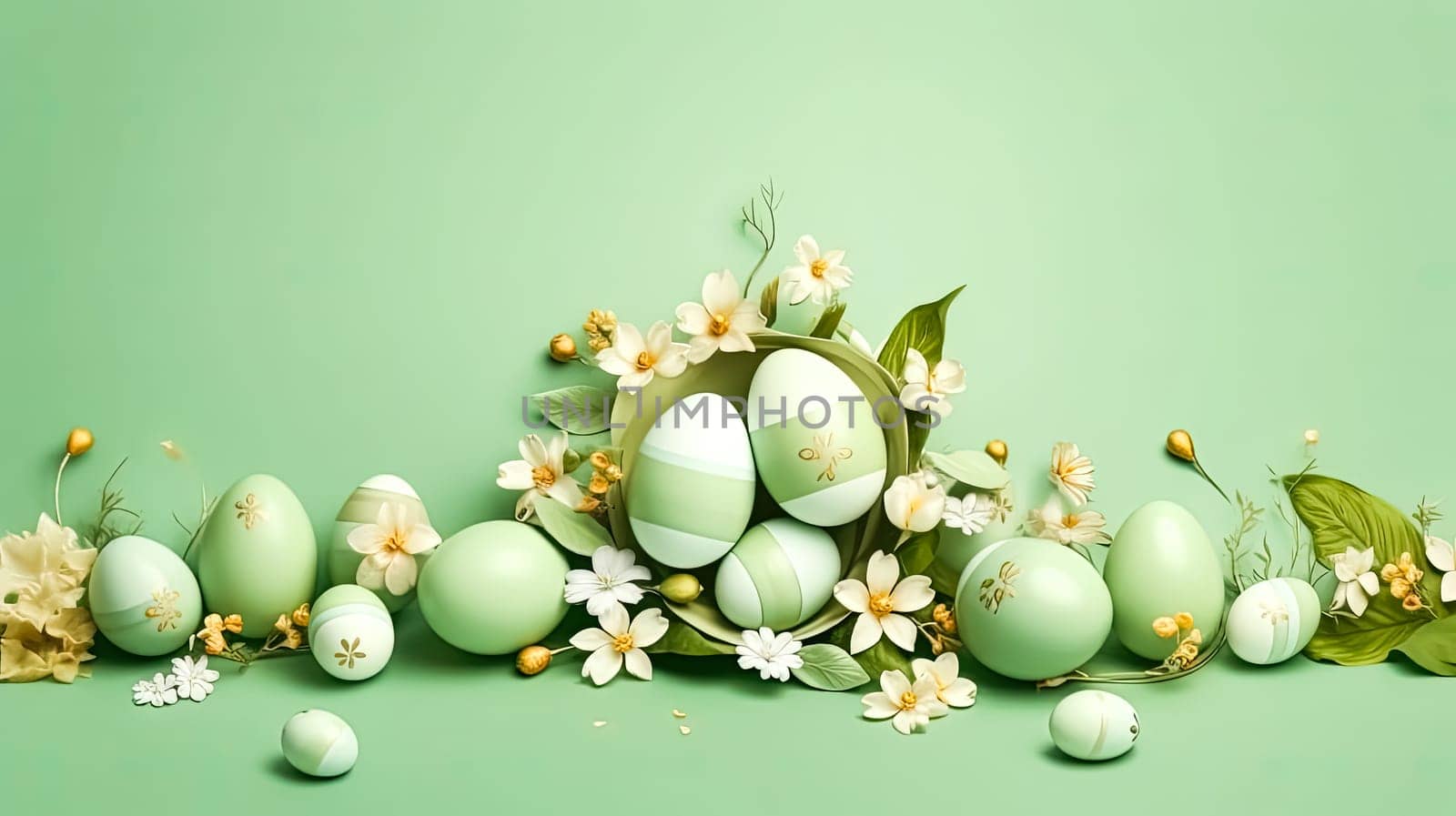 Springtime delight, Basket filled with Easter eggs a cheerful illustration radiating the joy of celebration during this vibrant spring holiday