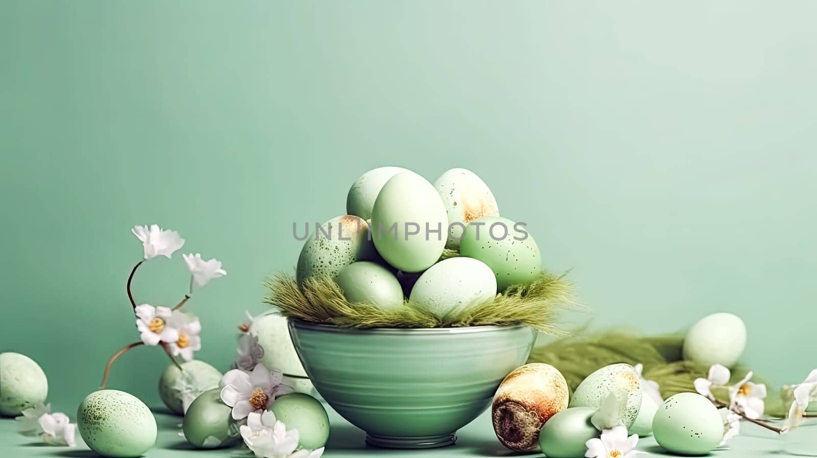 Springtime delight, Basket filled with Easter eggs a cheerful illustration radiating the joy of celebration during this vibrant spring holiday