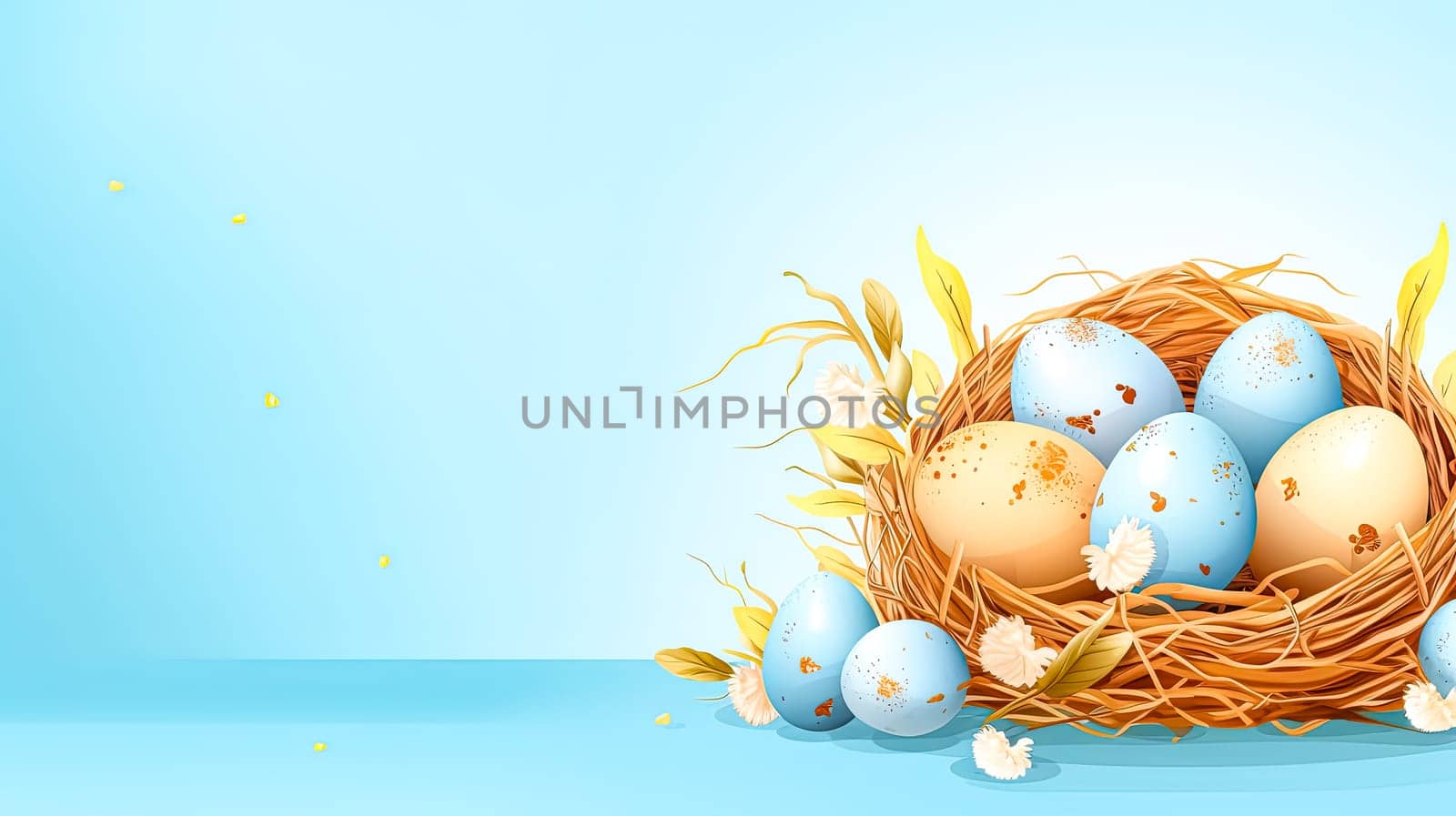 Easter joy, A vibrant basket overflows with colorful eggs by Alla_Morozova93