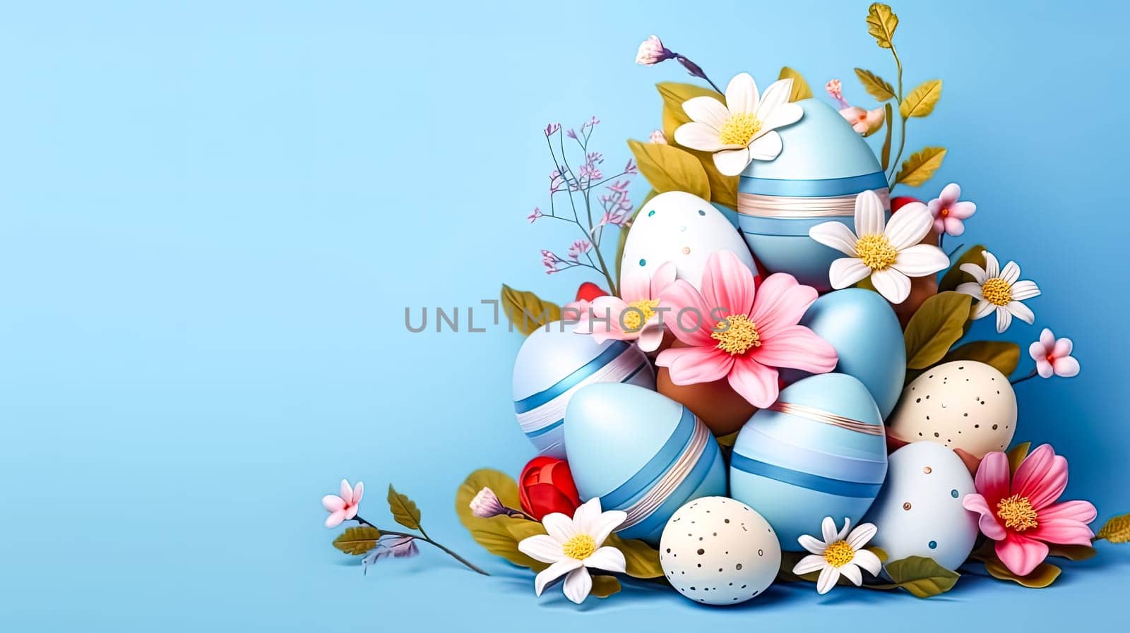 Springtime delight, Basket filled with Easter eggs a cheerful illustration radiating the joy of celebration during this vibrant spring holiday