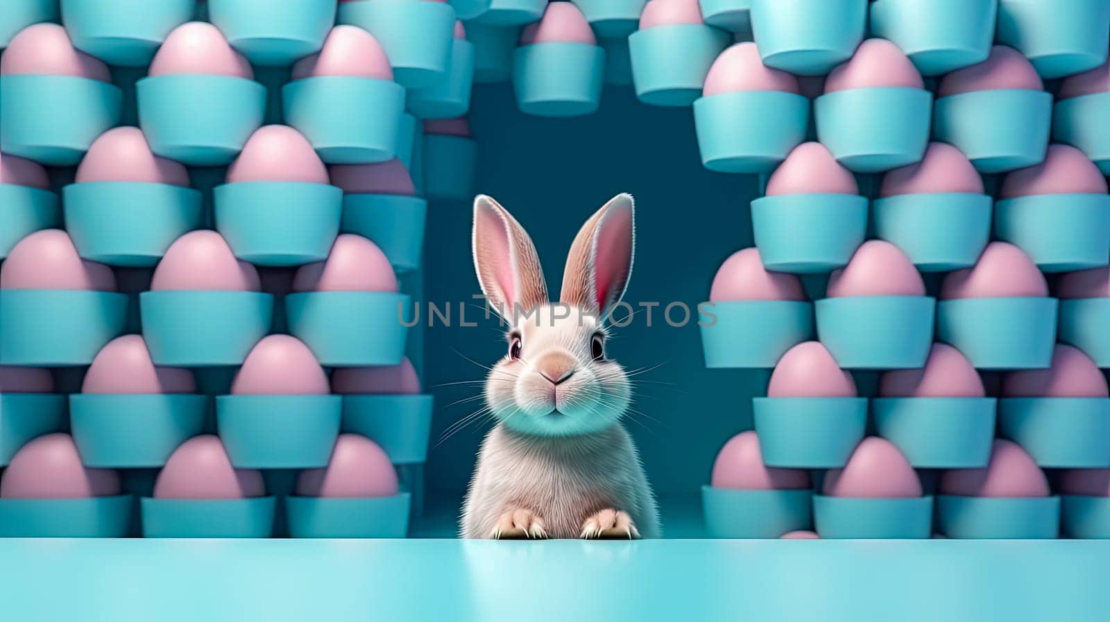 A playful Easter bunny colored paper background is a festive illustration that radiates the joy and exuberance of a colorful Easter celebration