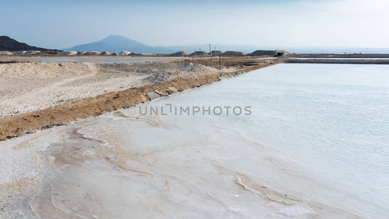 Salt flats near Afrera Lake in the Danakil Depression in Ethiopia in Africa.