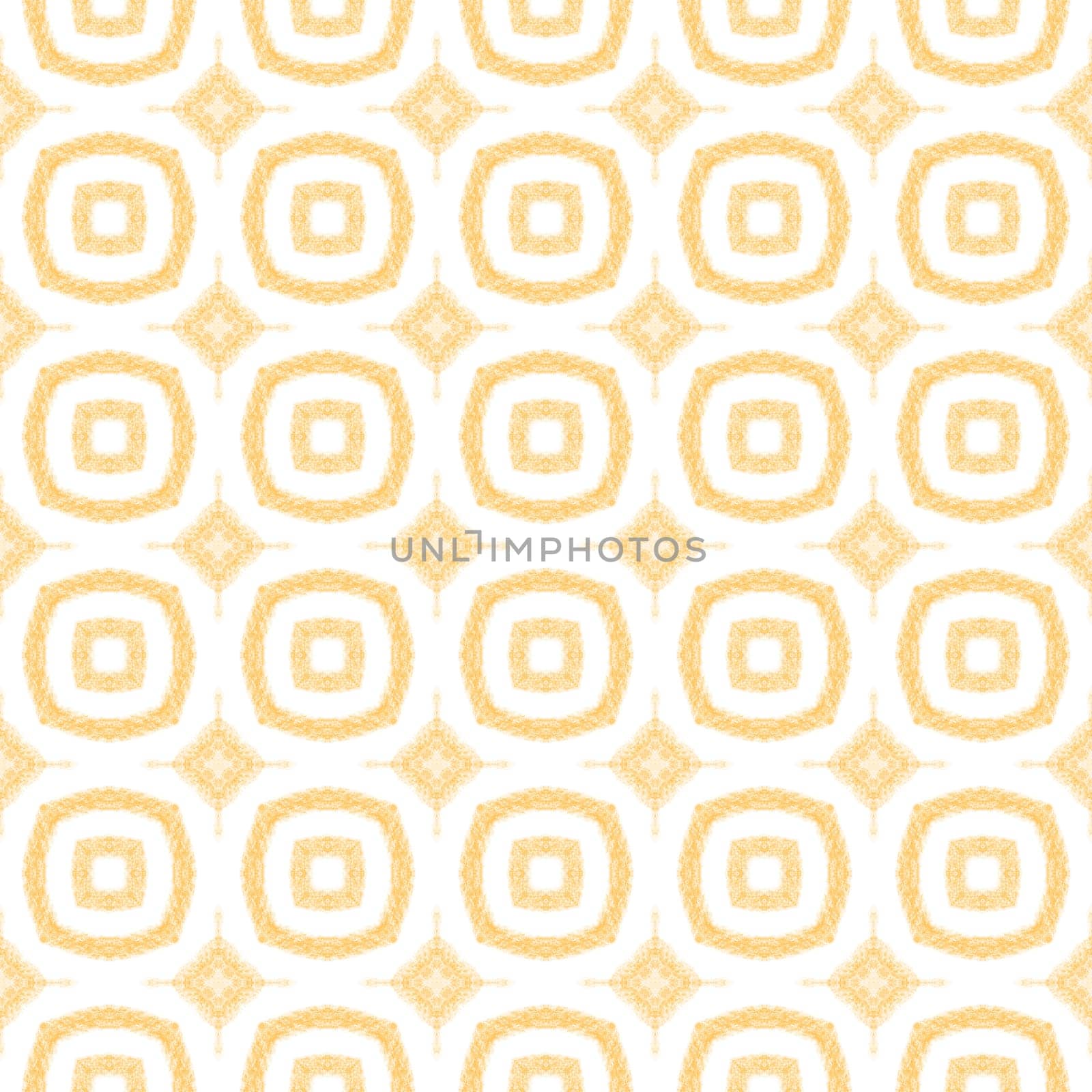 Mosaic seamless pattern. Yellow symmetrical kaleidoscope background. Textile ready overwhelming print, swimwear fabric, wallpaper, wrapping. Retro mosaic seamless design.