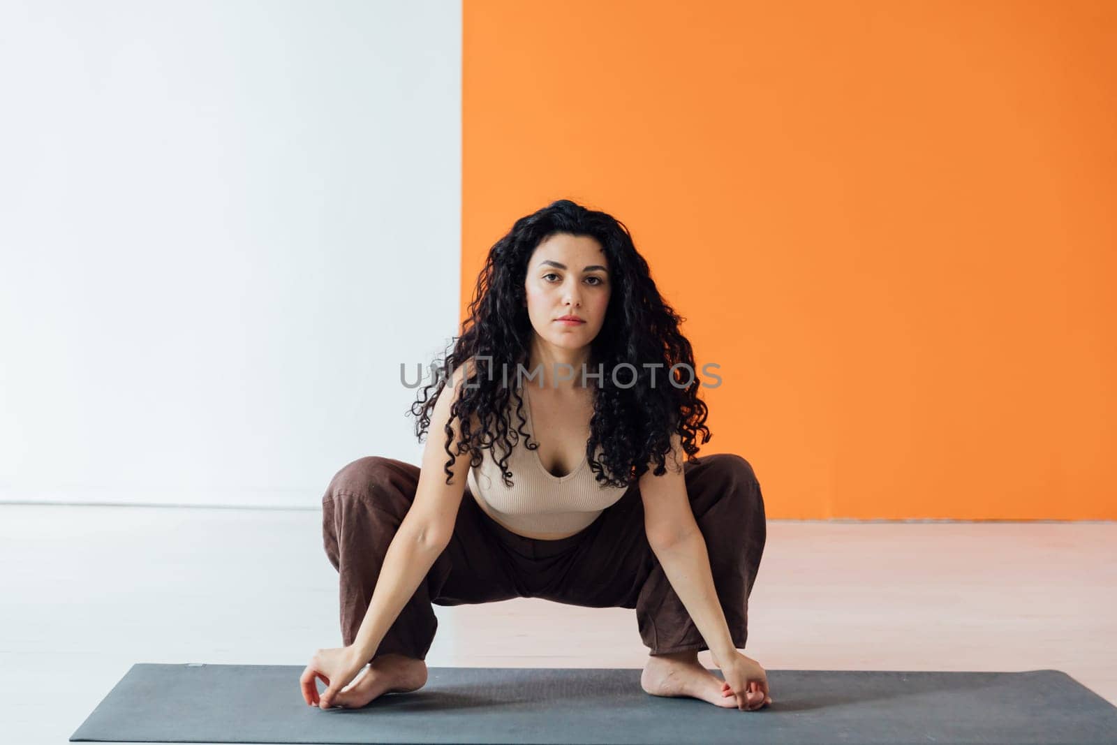 Asana Yoga On Floor Flexible Woman Fitness Gymnastics