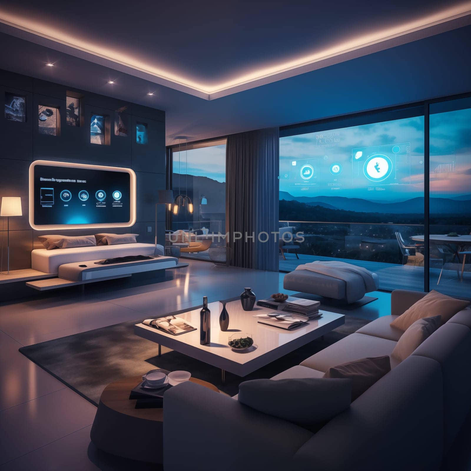 Smart home interior with augmented reality. AI generative. by AnatoliiFoto